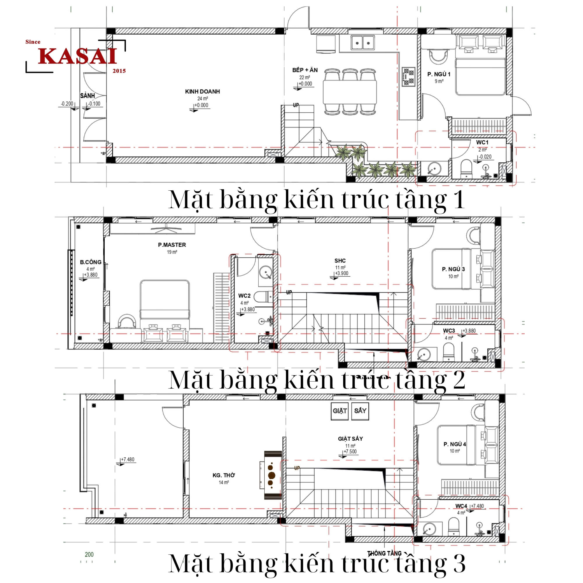 Bản vẽ nhà 3 tầng 5x15m Ngũ Hành Sơn