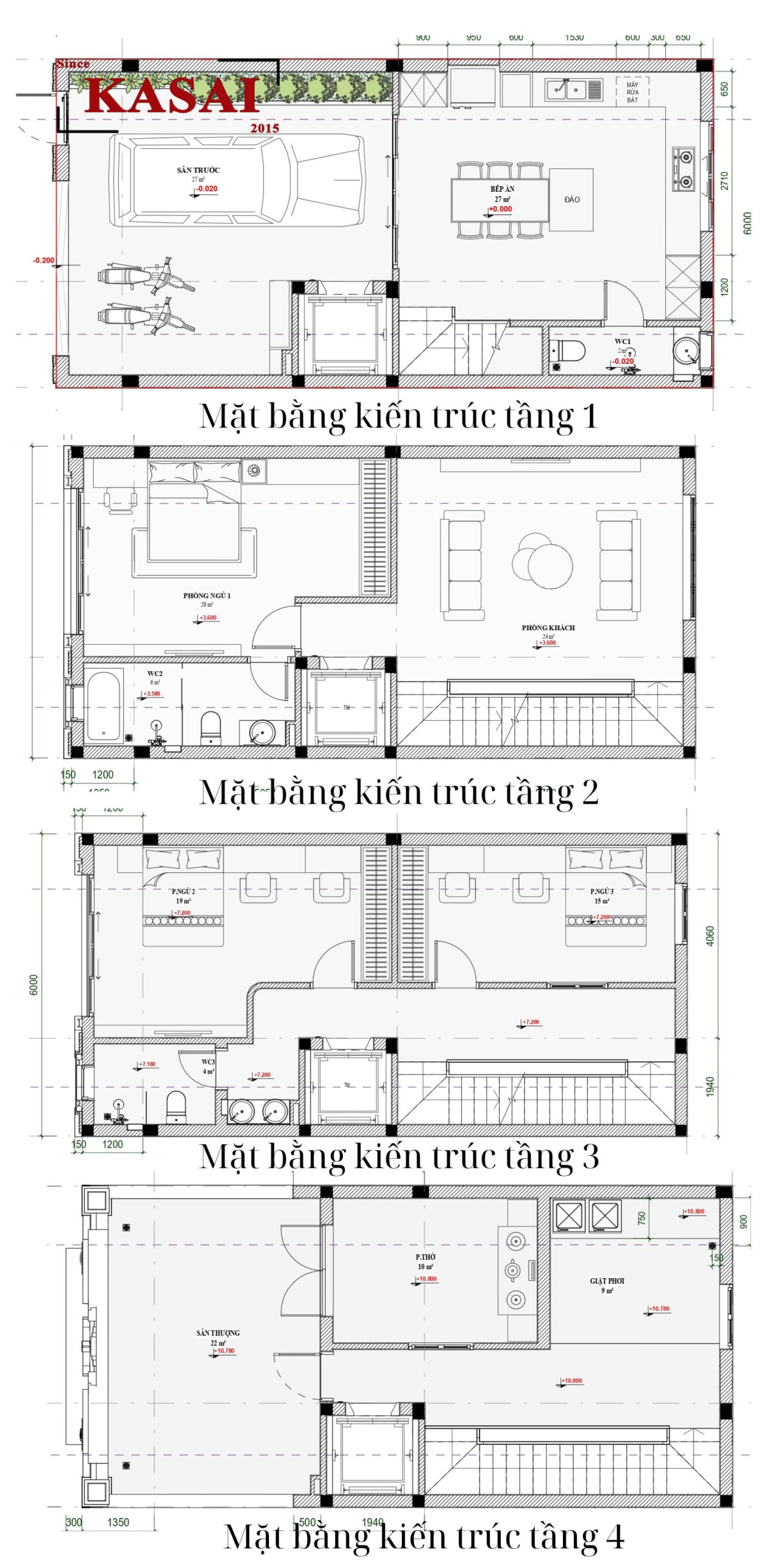 Bản vẽ nhà ống tân cổ điển 4 tầng có thang máy