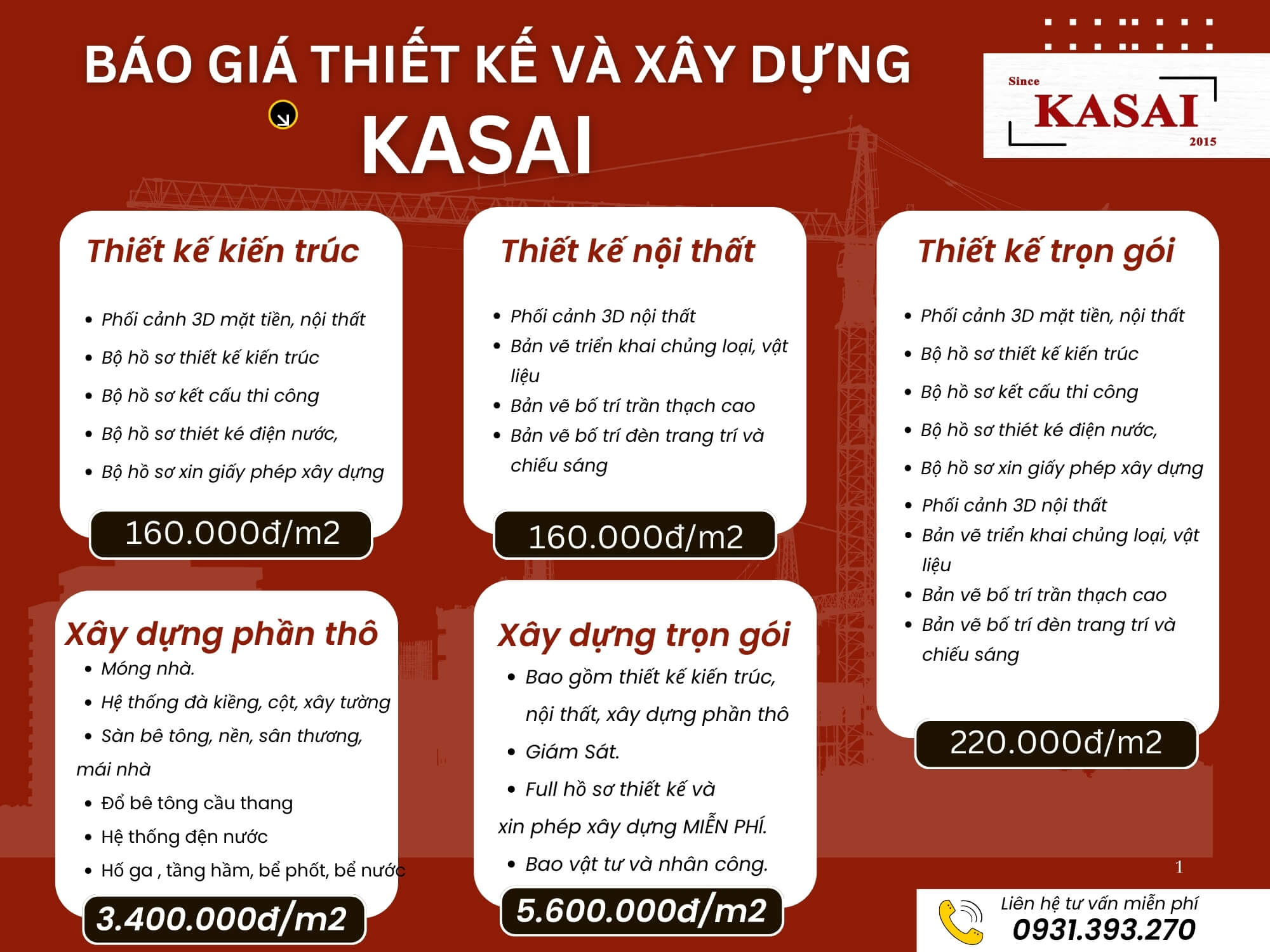 Báo giá thiết kế xây dựng KASAI