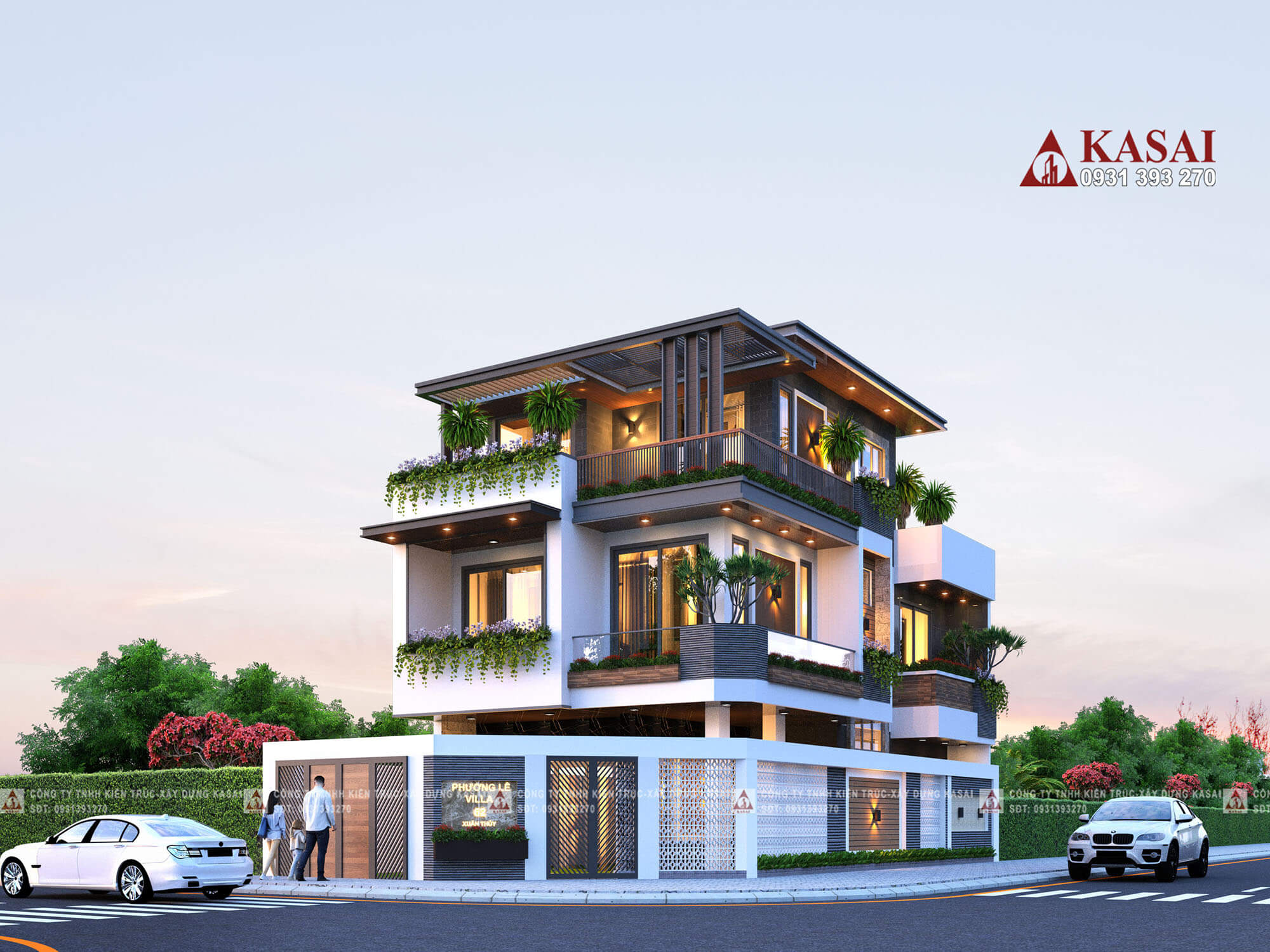 Mẫu Biệt Thự 3 Tầng Hiện Đại Mái Bằng – Chị Phương Ở Hòa Bình