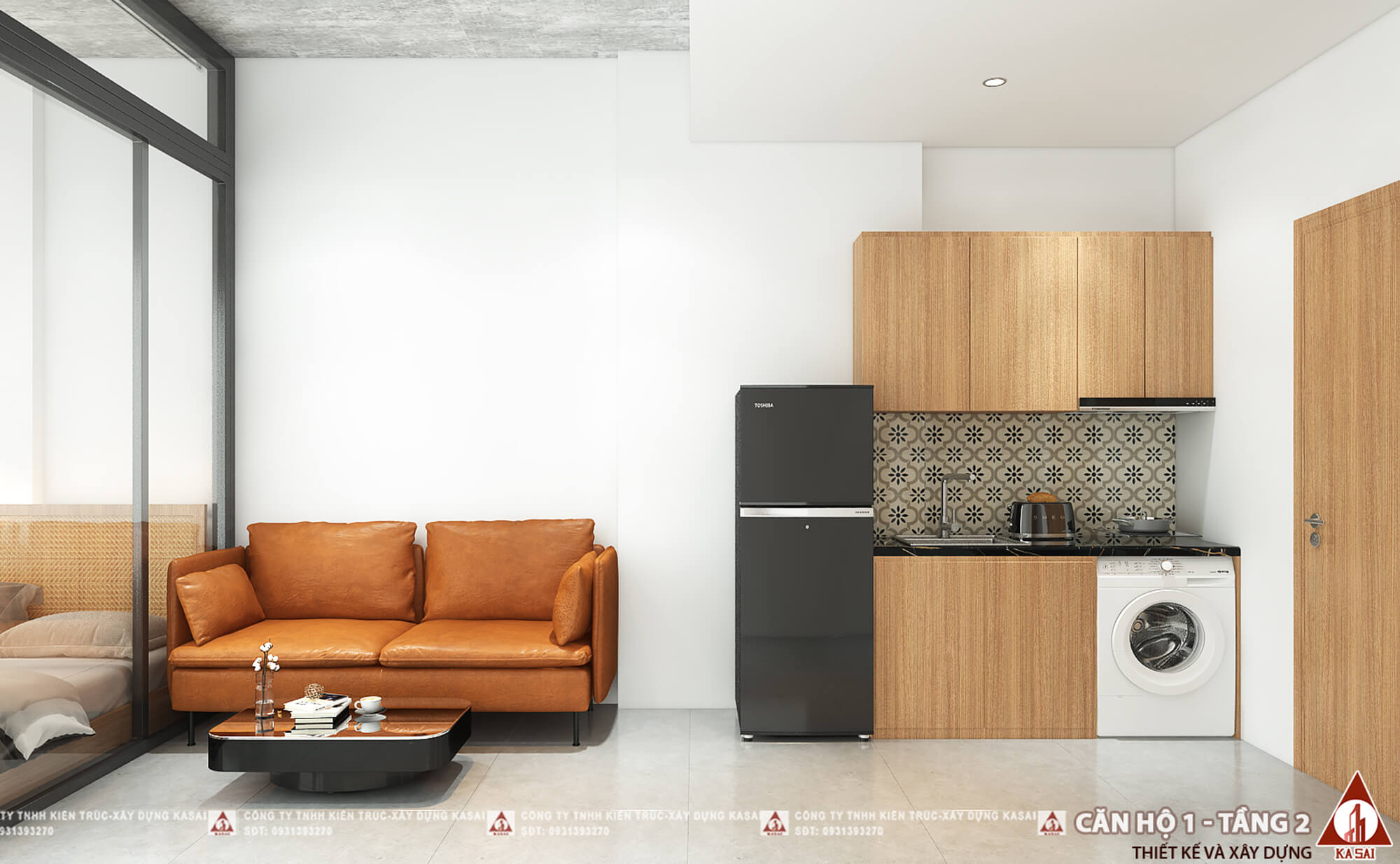Căn hộ 1 tầng 2 thiết kế căn hộ cho thuê Đà Nẵng
