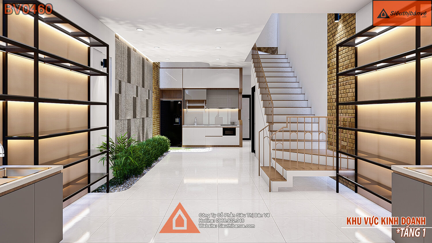 Khu vực kinh doanh mẫu nhà 4 tầng 5x24m