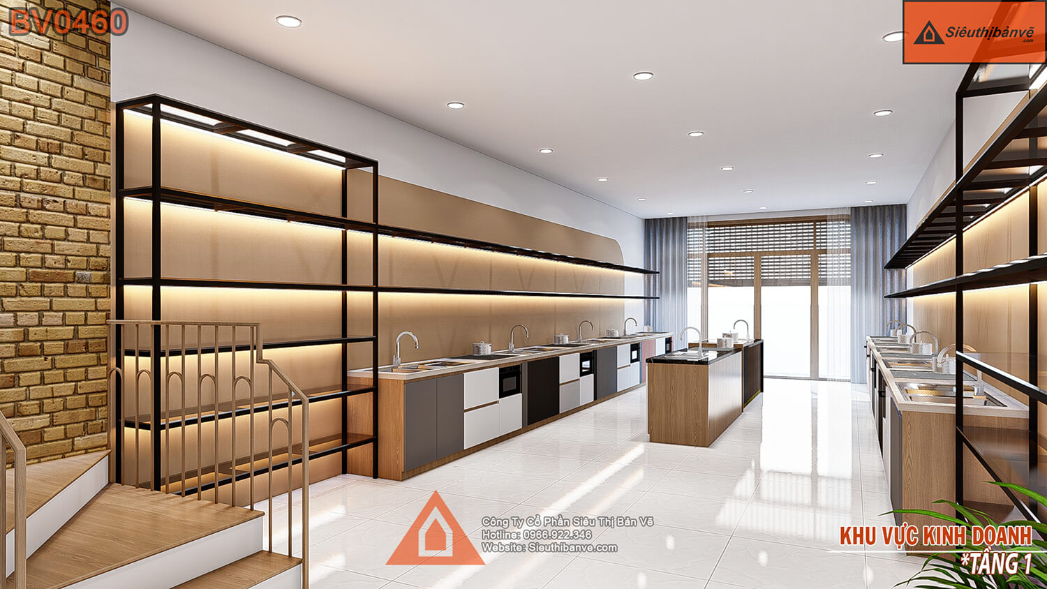 Khu vực kinh doanh mẫu nhà 4 tầng 5x24m