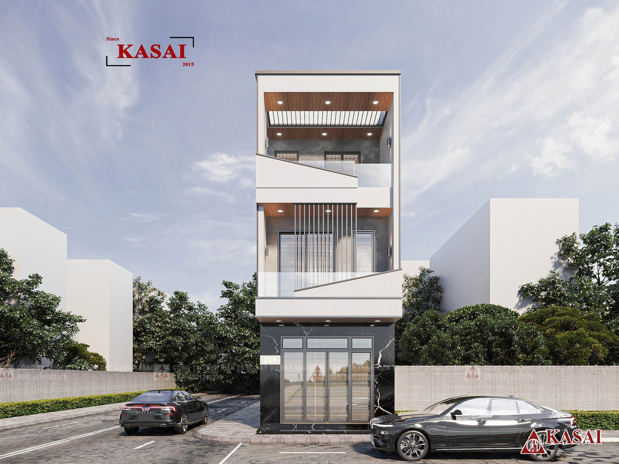 Mẫu nhà 3 tầng 5x15m 4 phòng ngủ