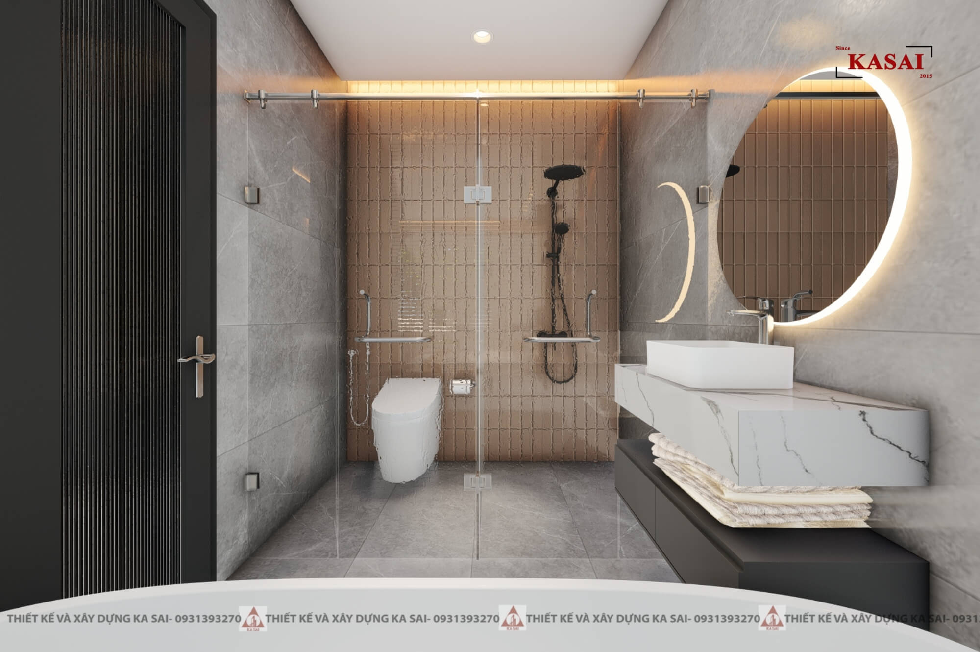 Phòng WC nhà ống tân cổ điển ở Thanh Khê