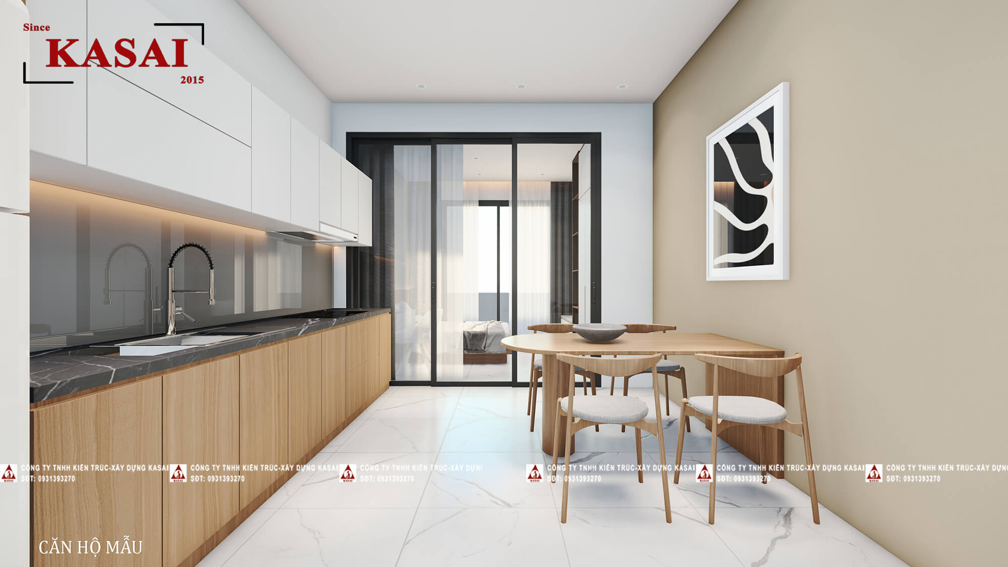 Phòng bếp căn hộ mẫu tầng 1 Apartment