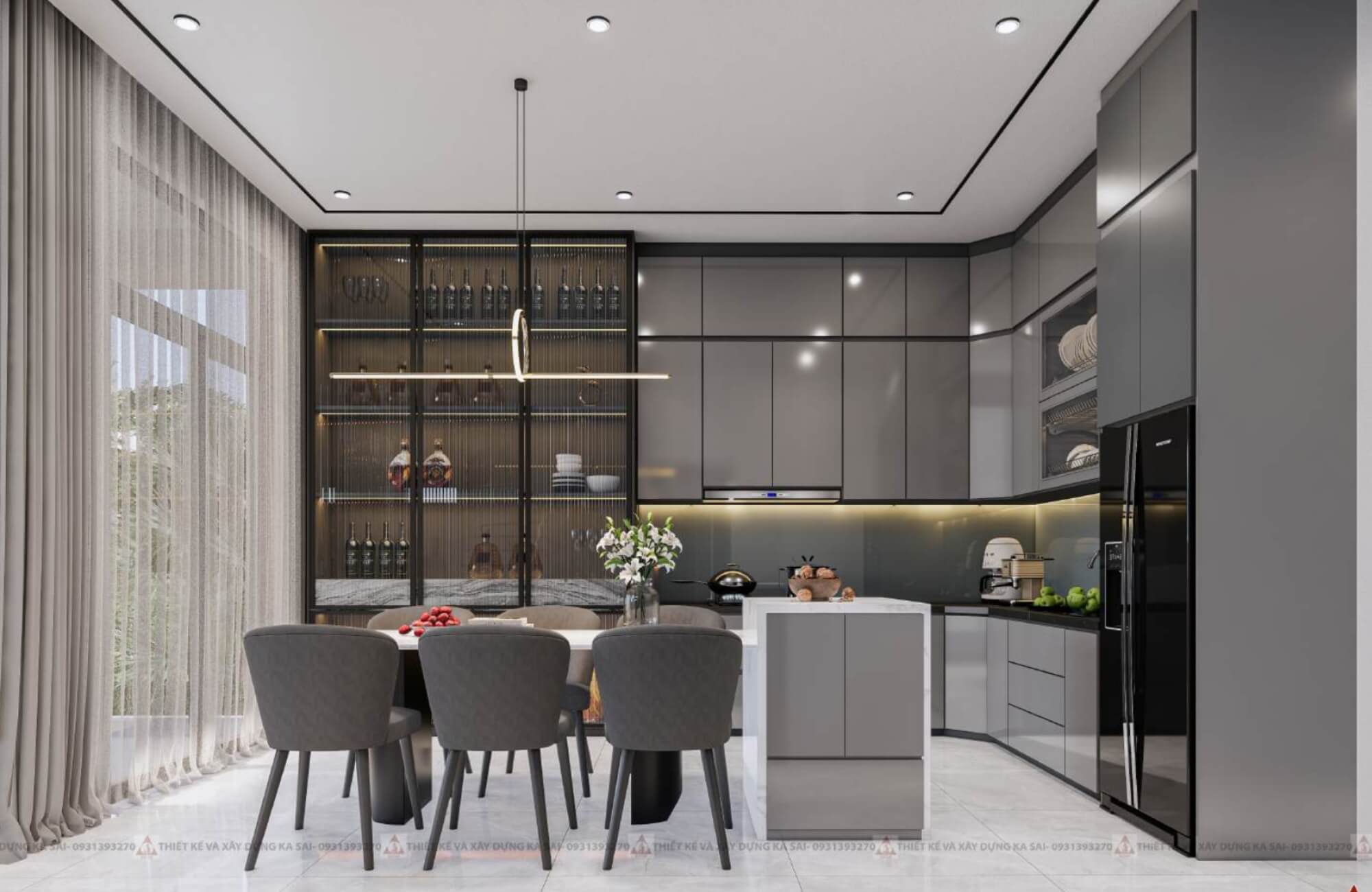 Phòng bếp mẫu thiết kế nhà quận Liên Chiểu 8x10