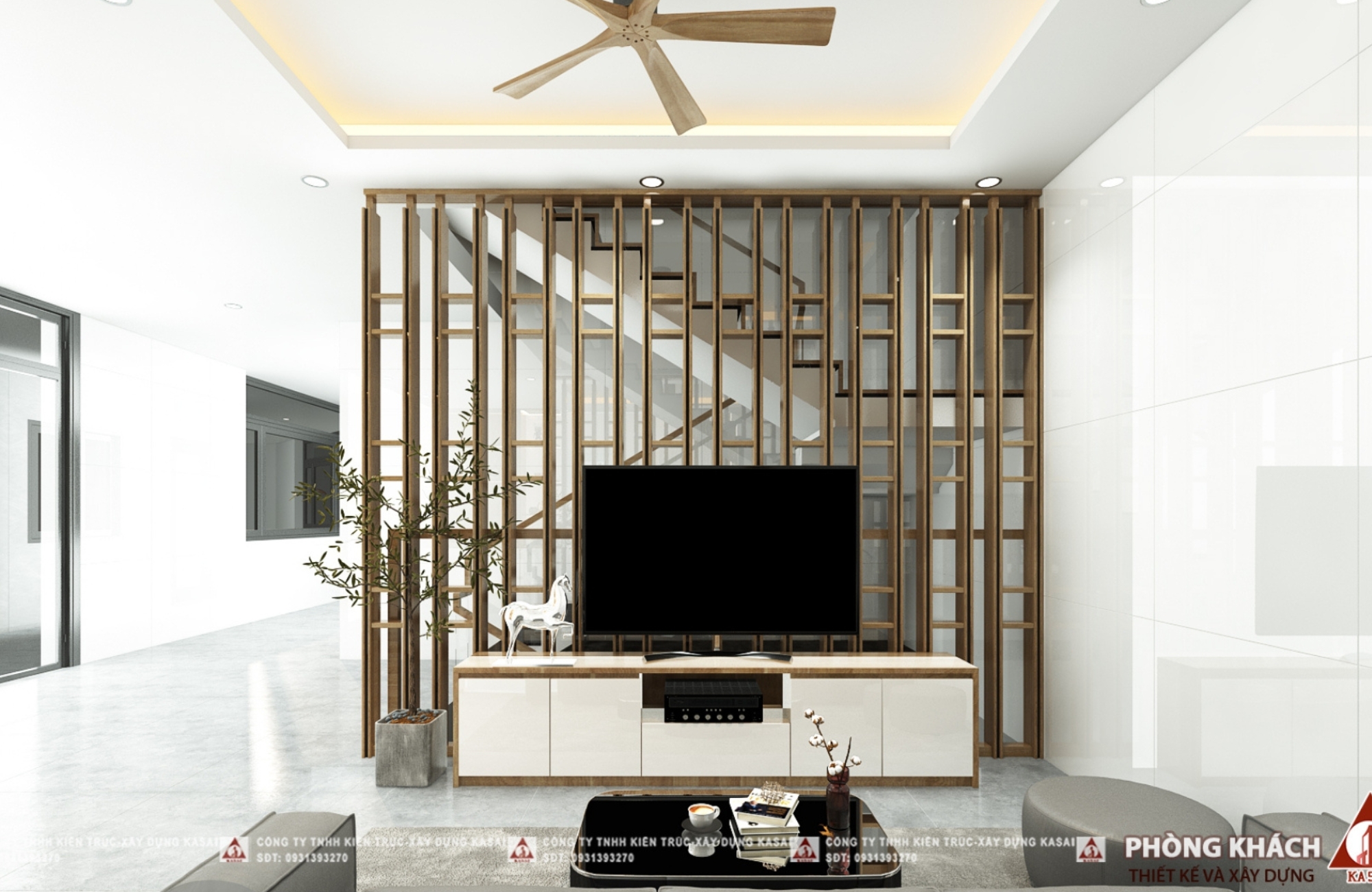 Phòng khách biệt thự 3 tầng