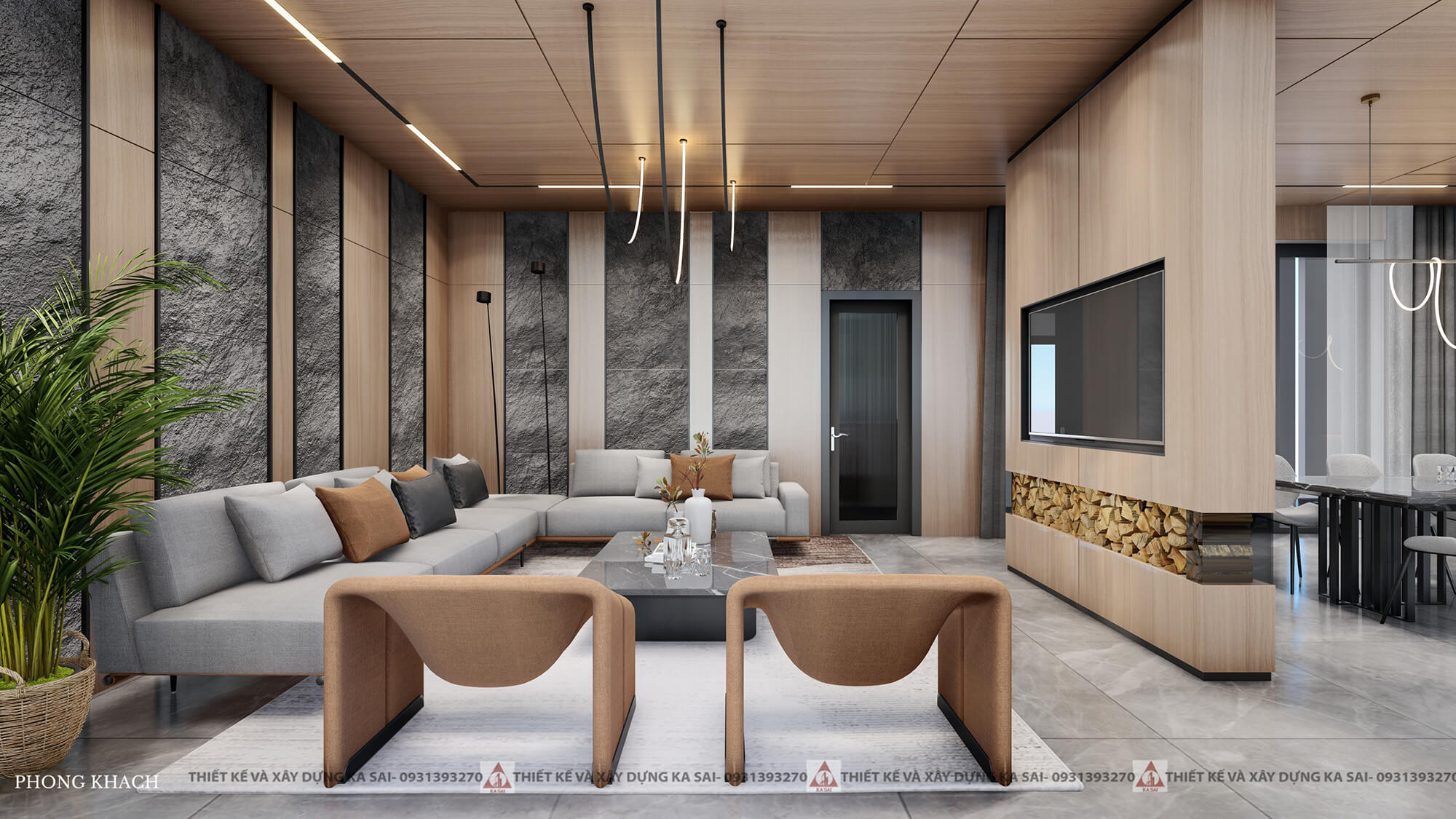 Phòng khách mẫu thiết kế nhà Hòa Vang Villa