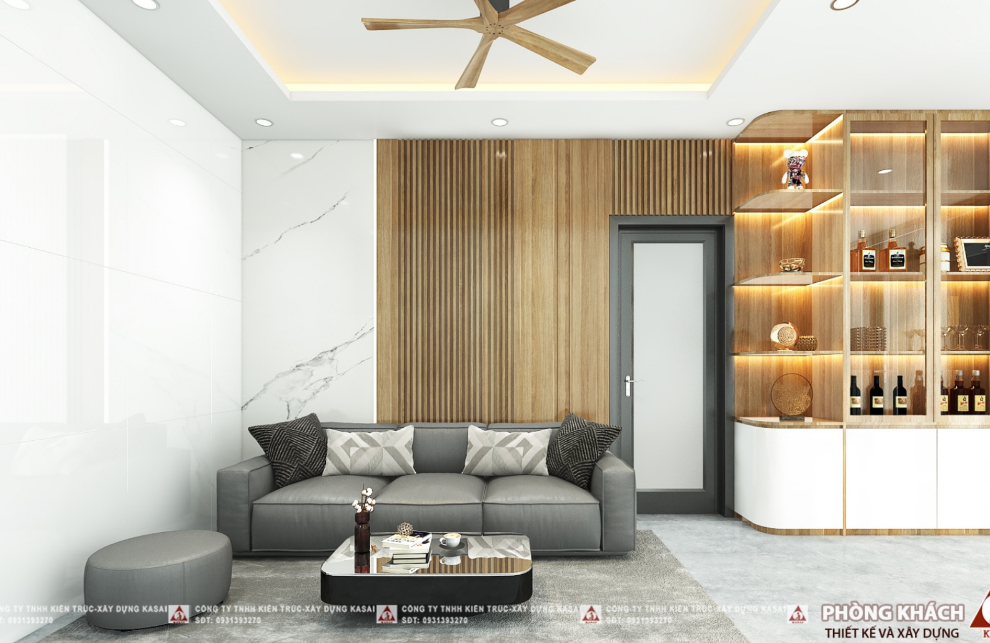 Phòng khách biệt thự 3 tầng