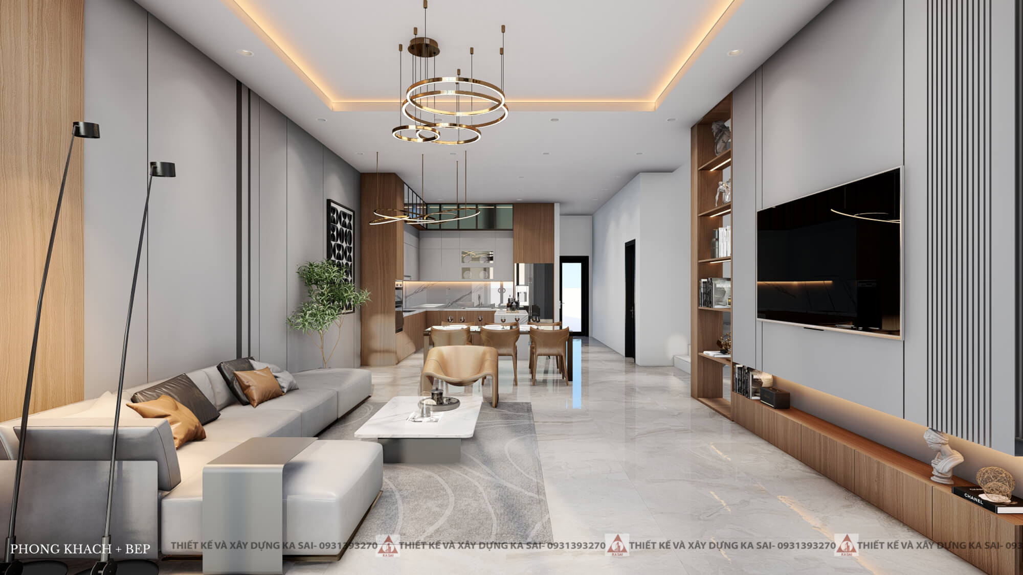 Phòng khách thiết kế nhà quận Cẩm Lệ