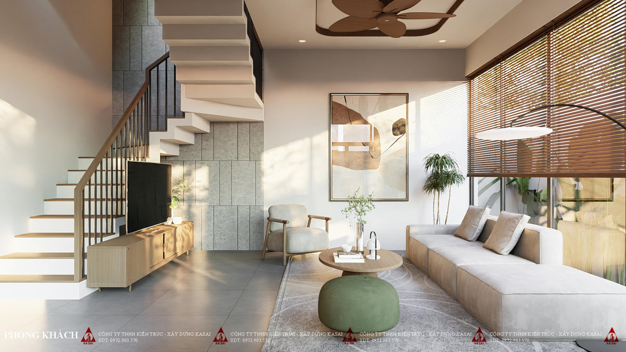 Phòng khách thiết kế nội thất nhà vuông