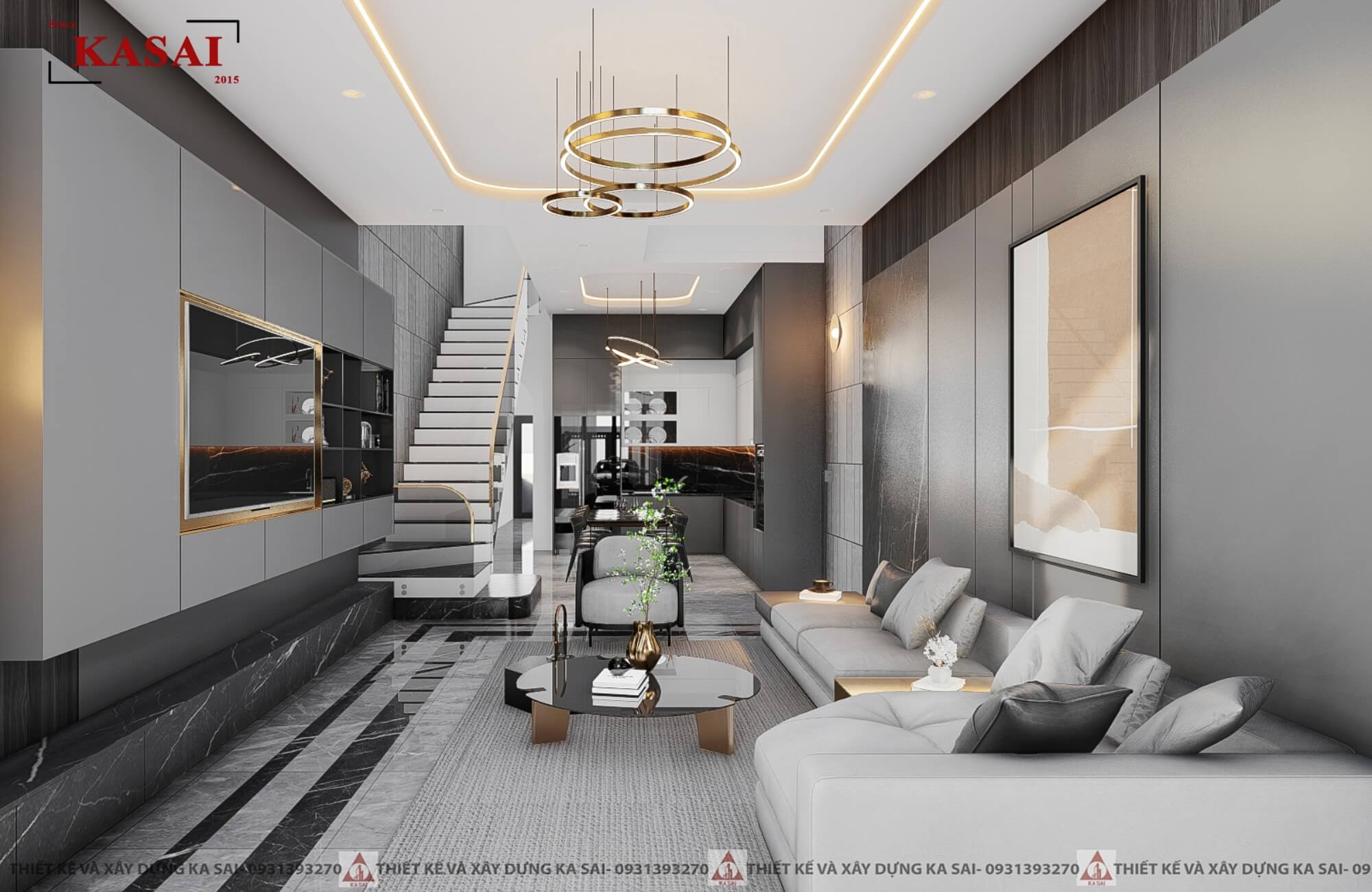 phòng khách màu xám ghi hợp mệnh thủy