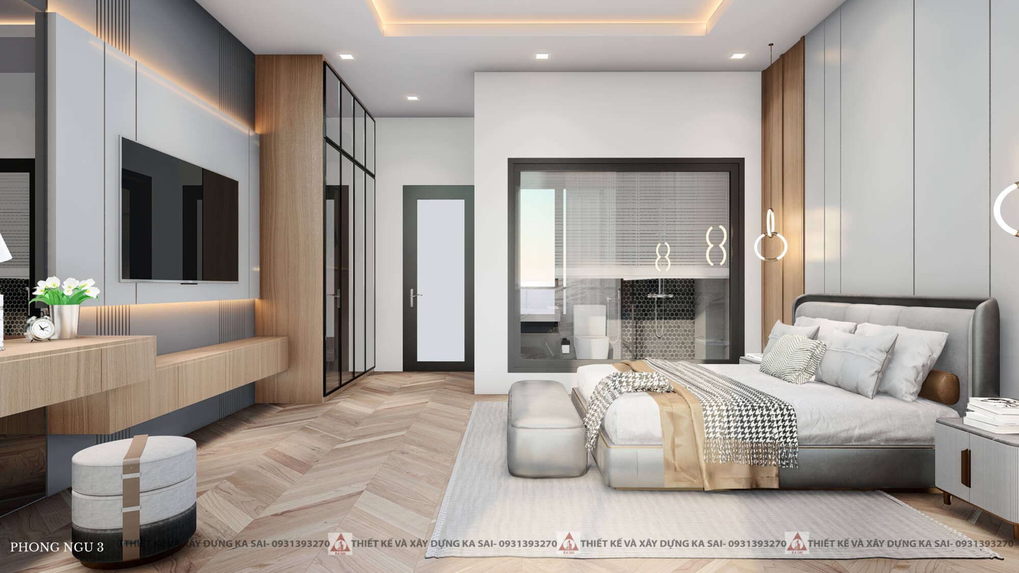 Phòng màu nâu gỗ hợp mệnh Kim