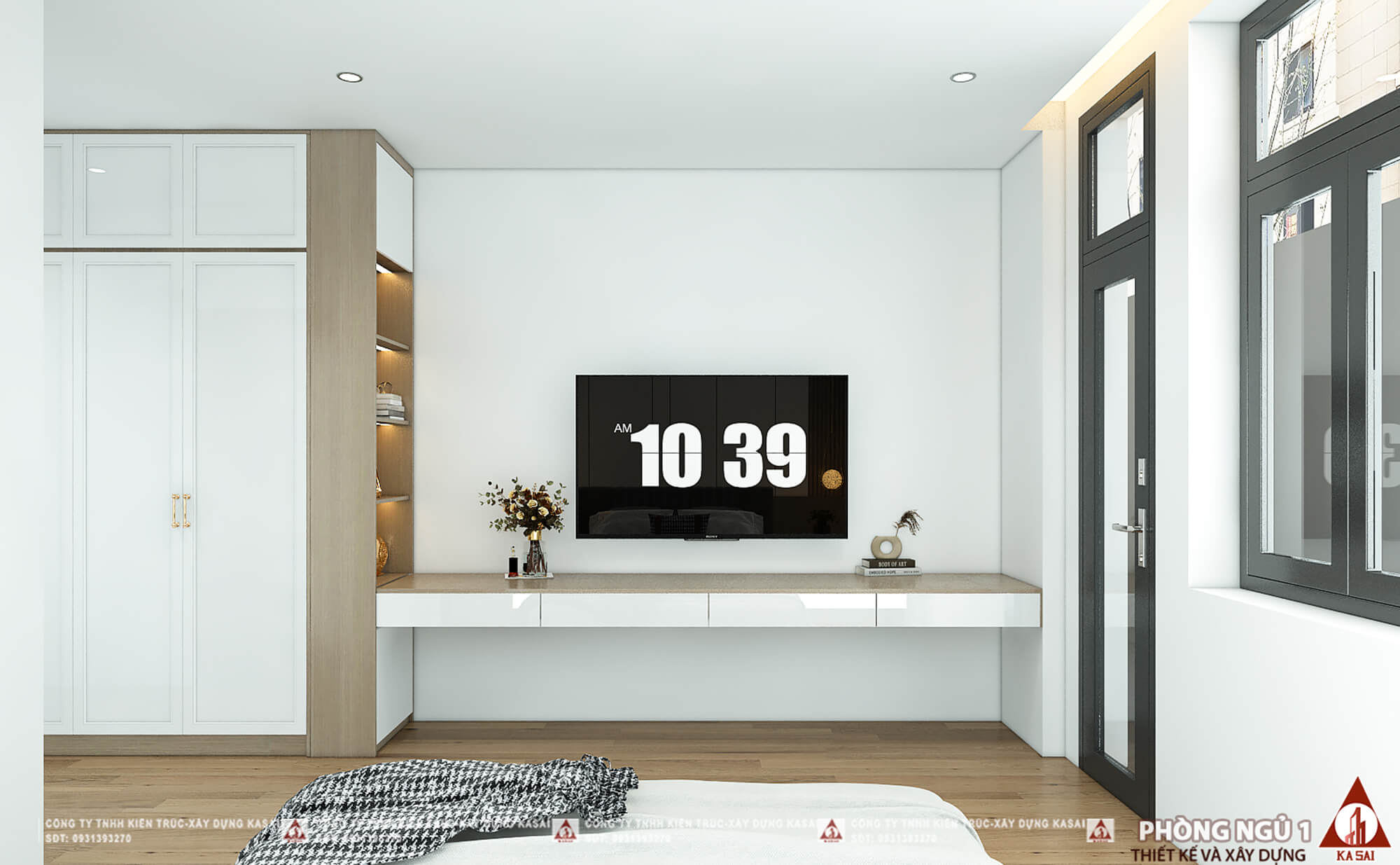 Phòng ngủ 1 thiết kế biệt thự tại Đà Nẵng 3 tầng
