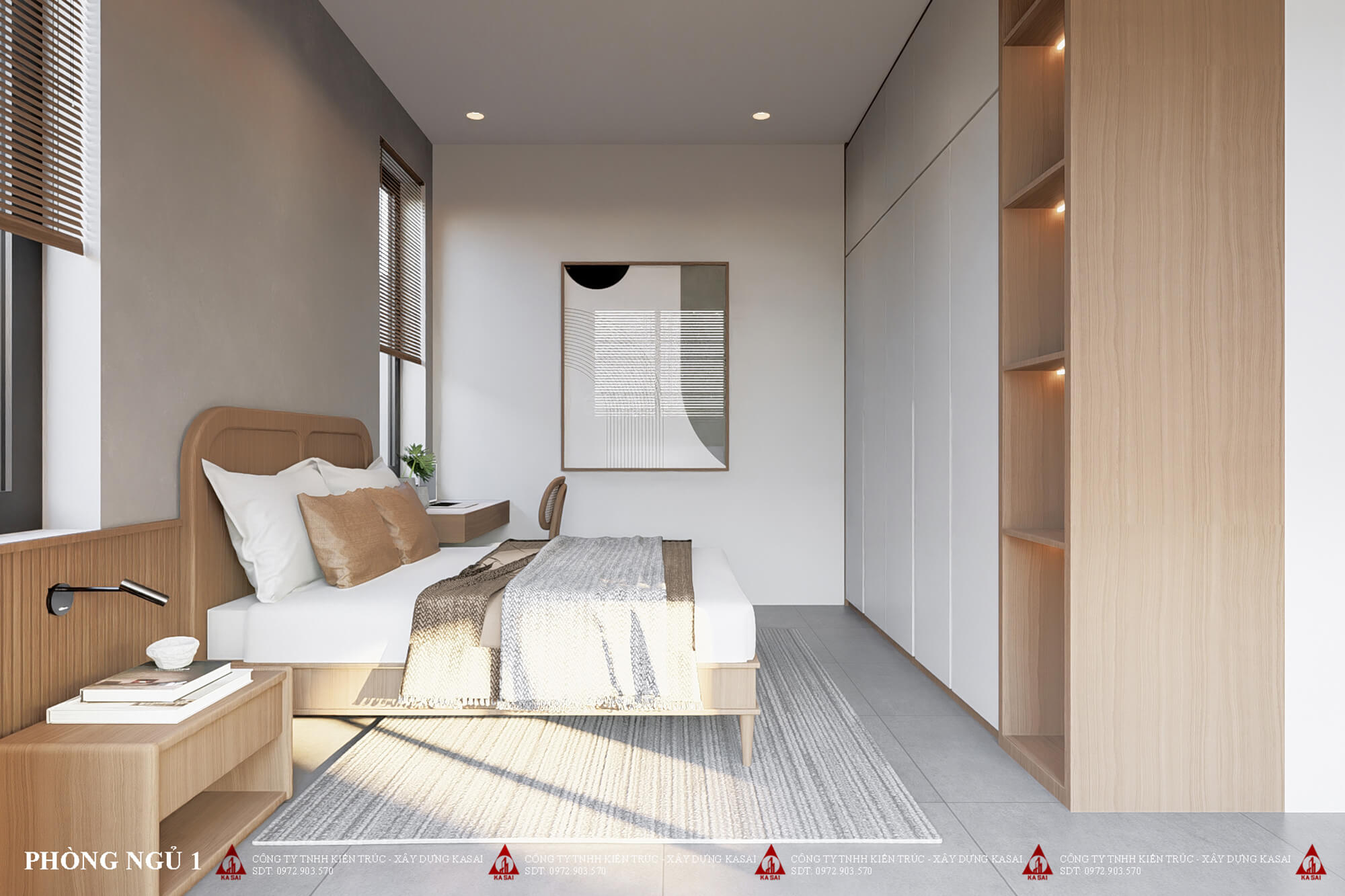 Phòng ngủ 1 mẫu nhà 4 tầng 2 mặt tiền hiện đạ