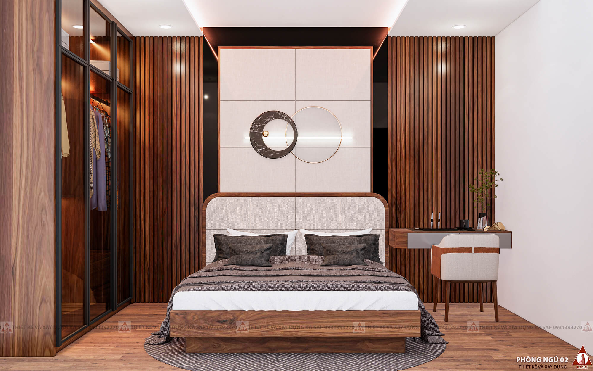 Phòng ngủ mẫu nhà đẹp 3 tầng 4.5x22m
