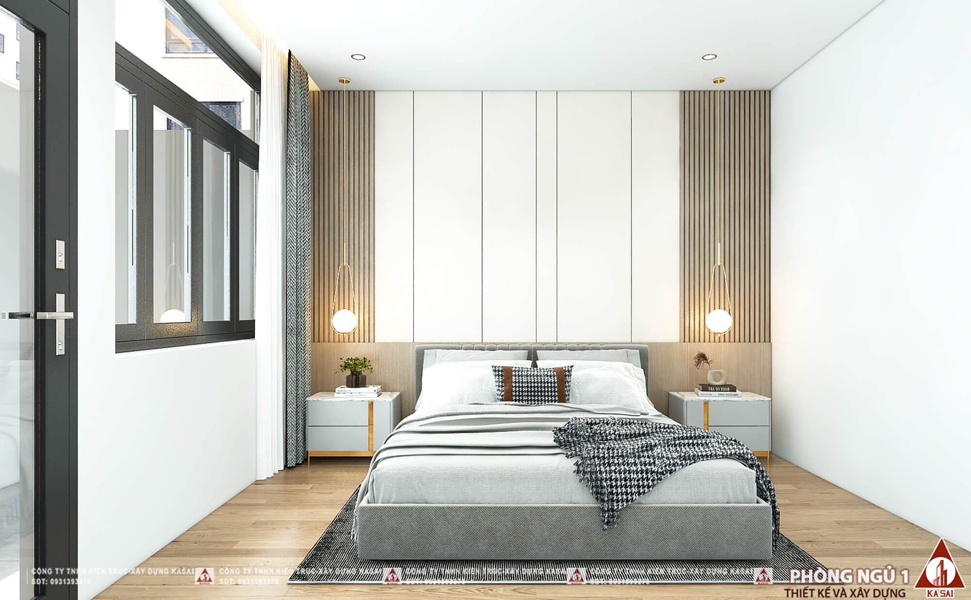 Phòng ngủ 1 thiết kế biệt thự tại Đà Nẵng 3 tầng