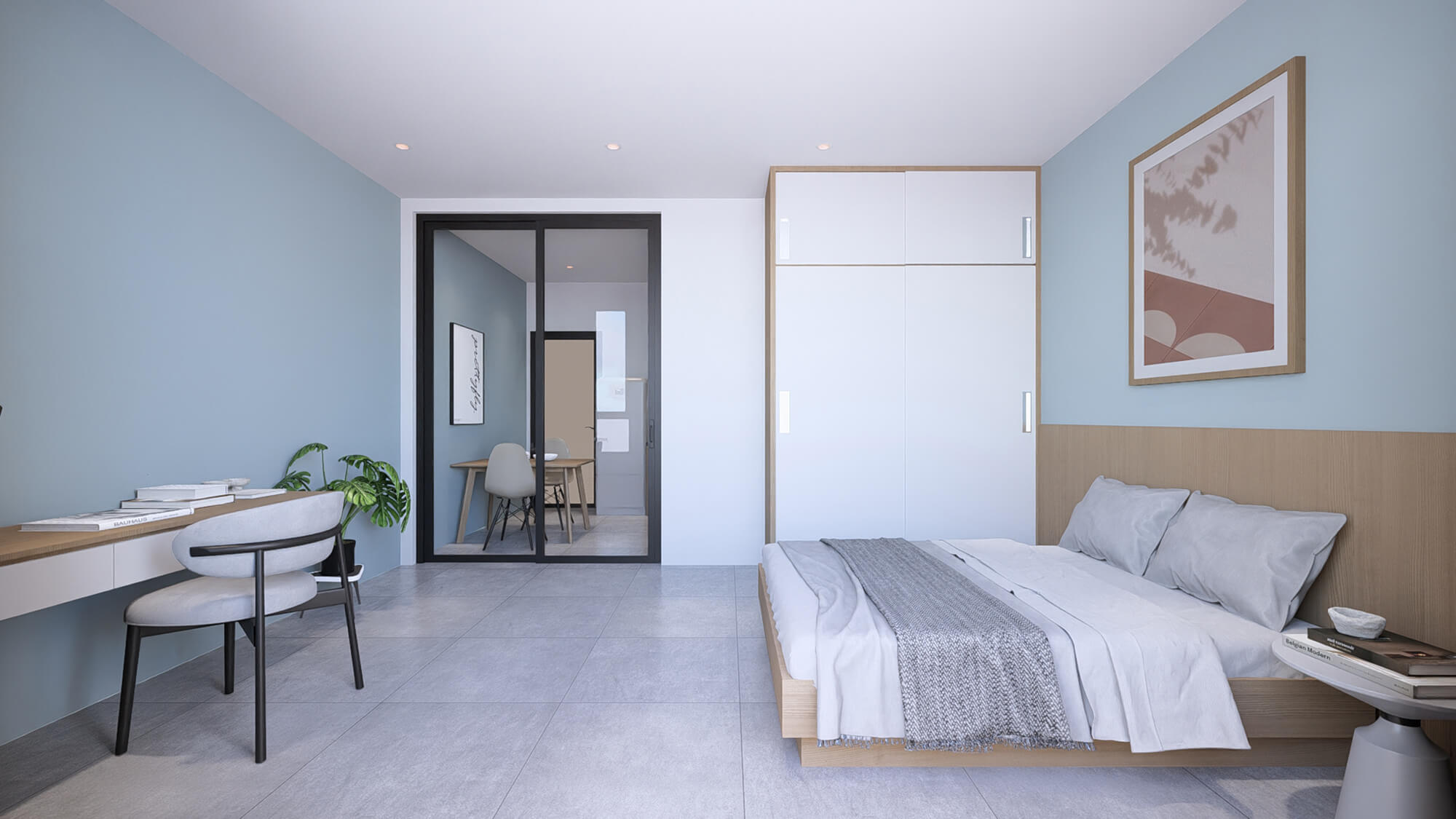 Phòng ngủ thiết kế căn hộ cho thuê 5 tầng