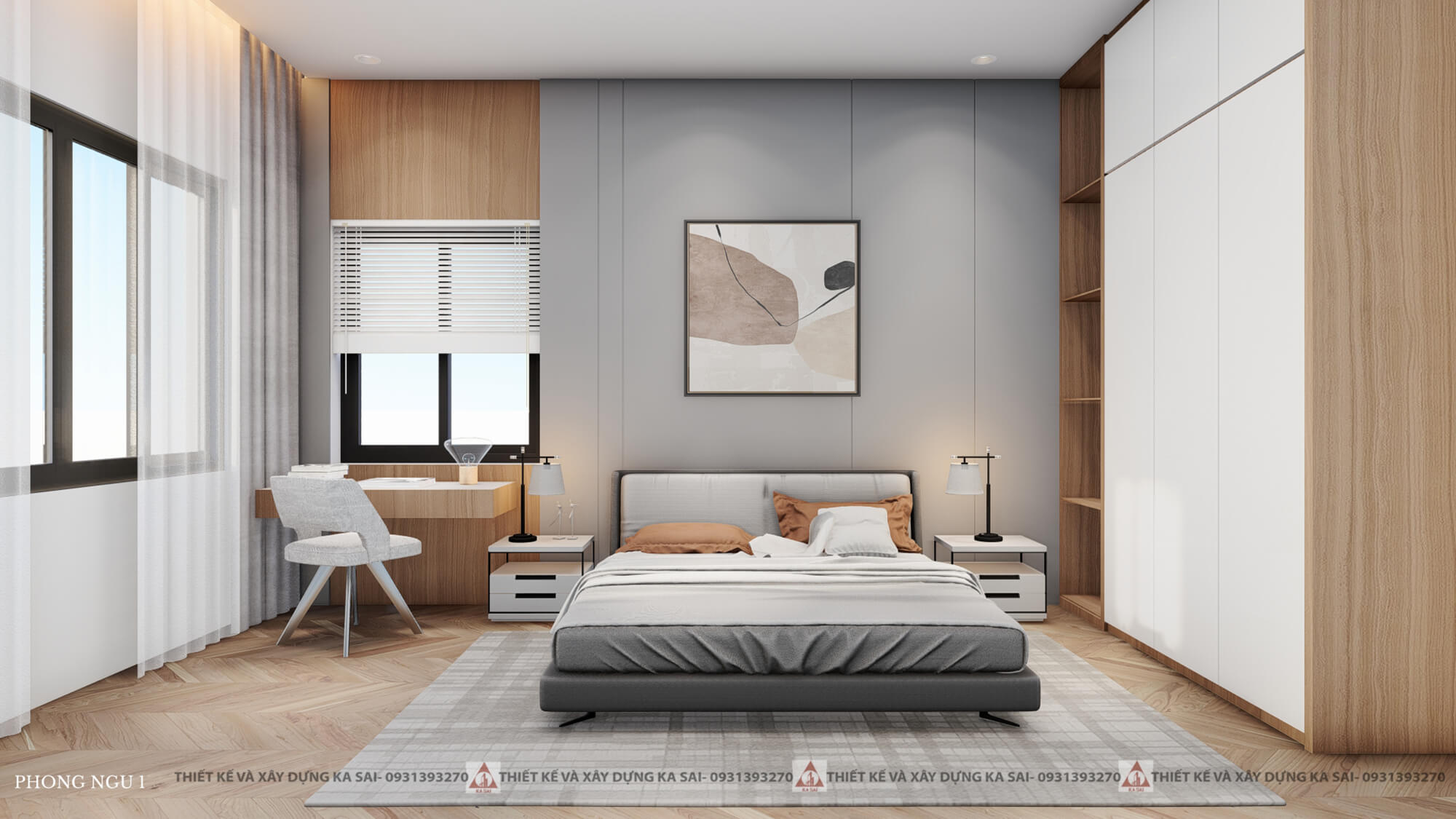 Phòng ngủ 1 thiết kế nhà quận Cẩm Lệ