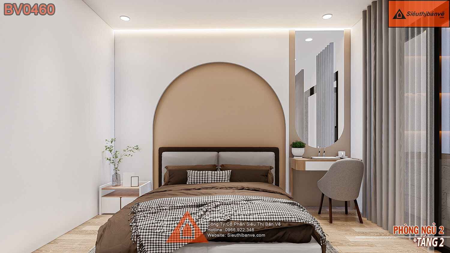 Phòng ngủ 2 mẫu nhà 4 tầng 5x24m