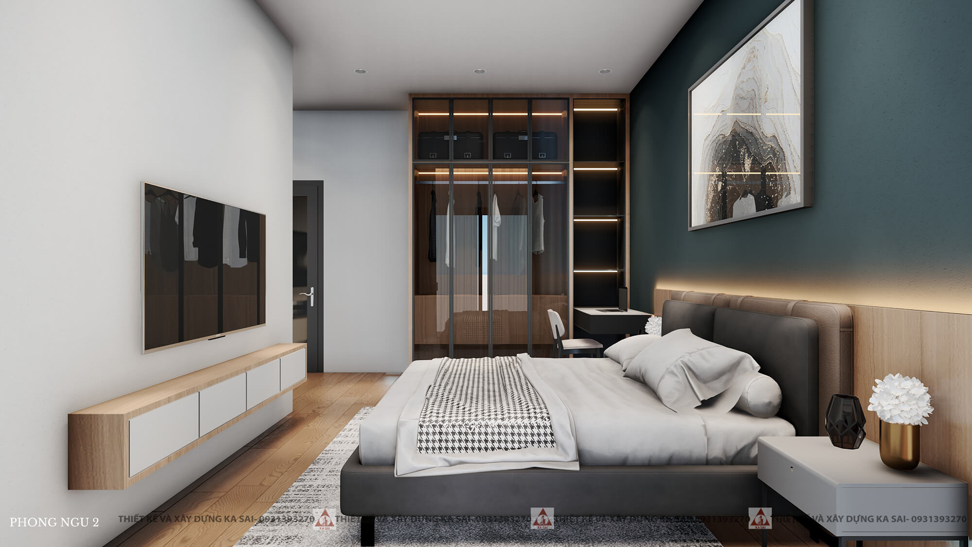Phòng ngủ 2 mẫu thiết kế nhà Hòa Vang Villa