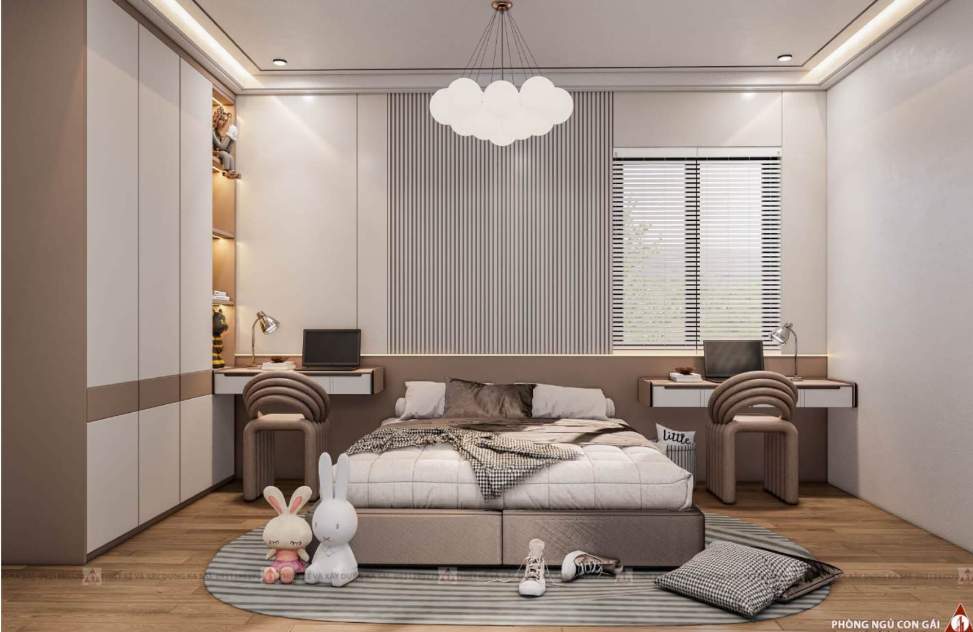 Phòng ngủ 2 mẫu thiết kế nhà quận Liên Chiểu 8x10