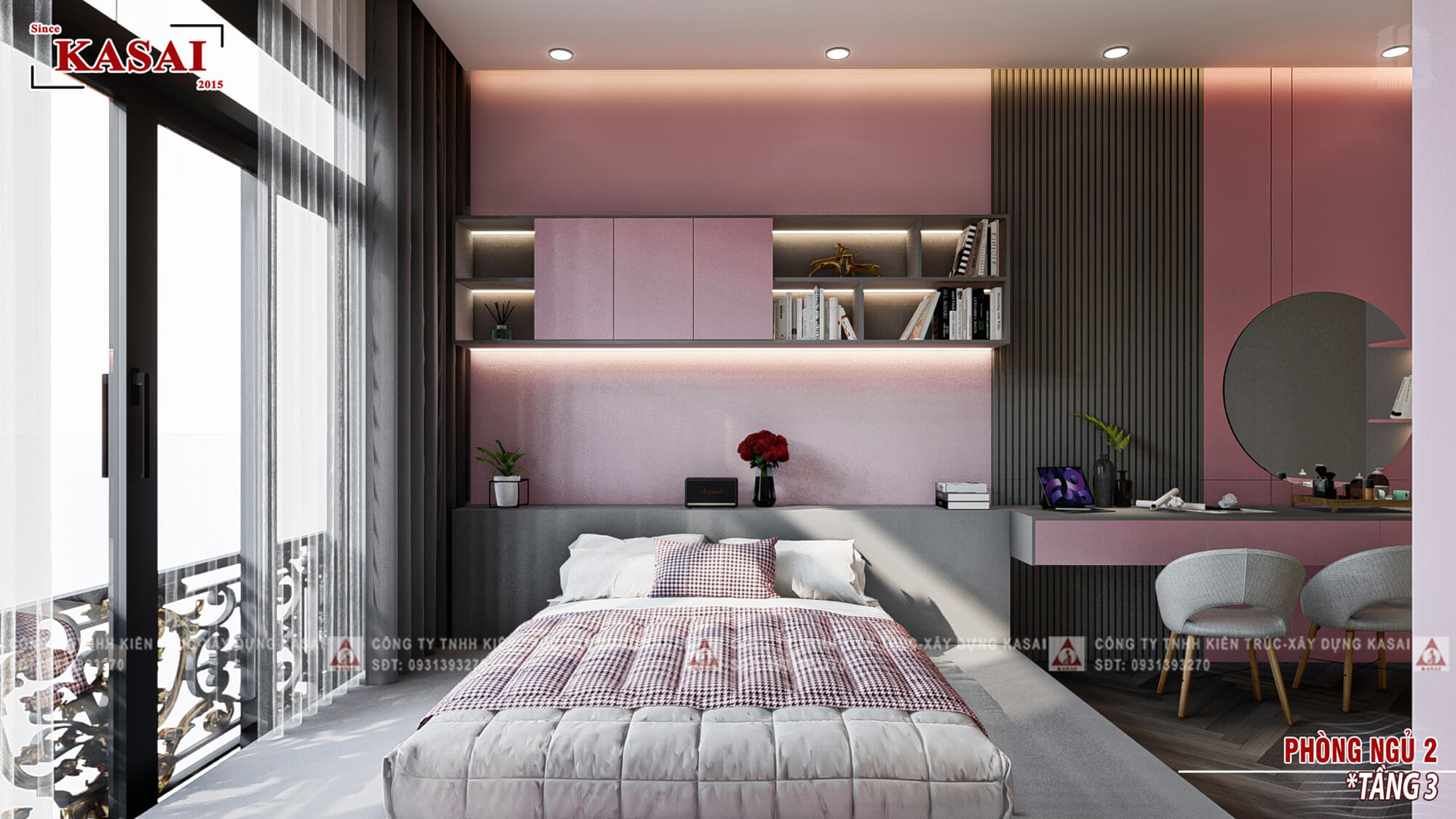 Phòng ngủ nhà ống tân cổ điển 4 tầng có thang máy