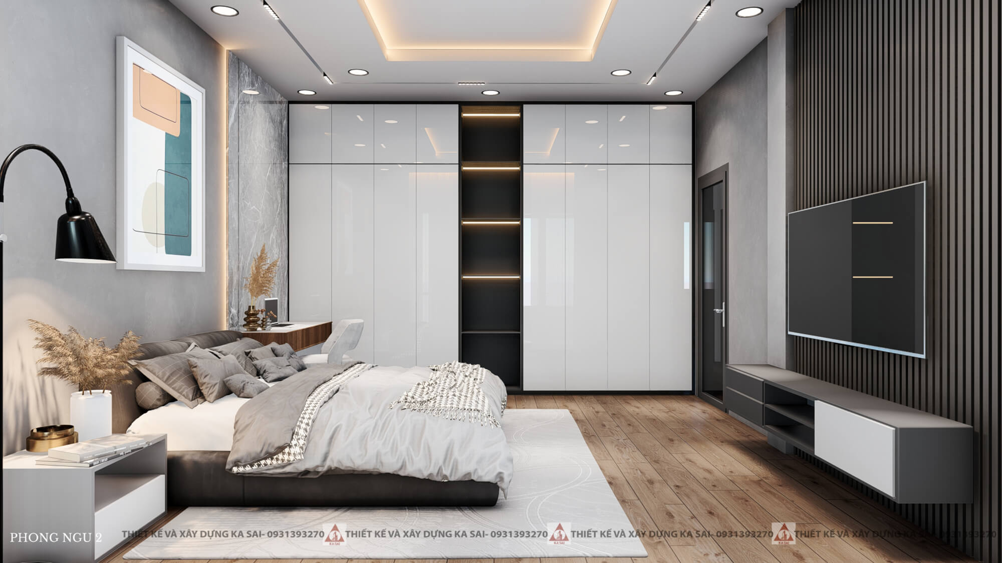 Phòng ngủ 2 thiết kế biệt thự 8x15