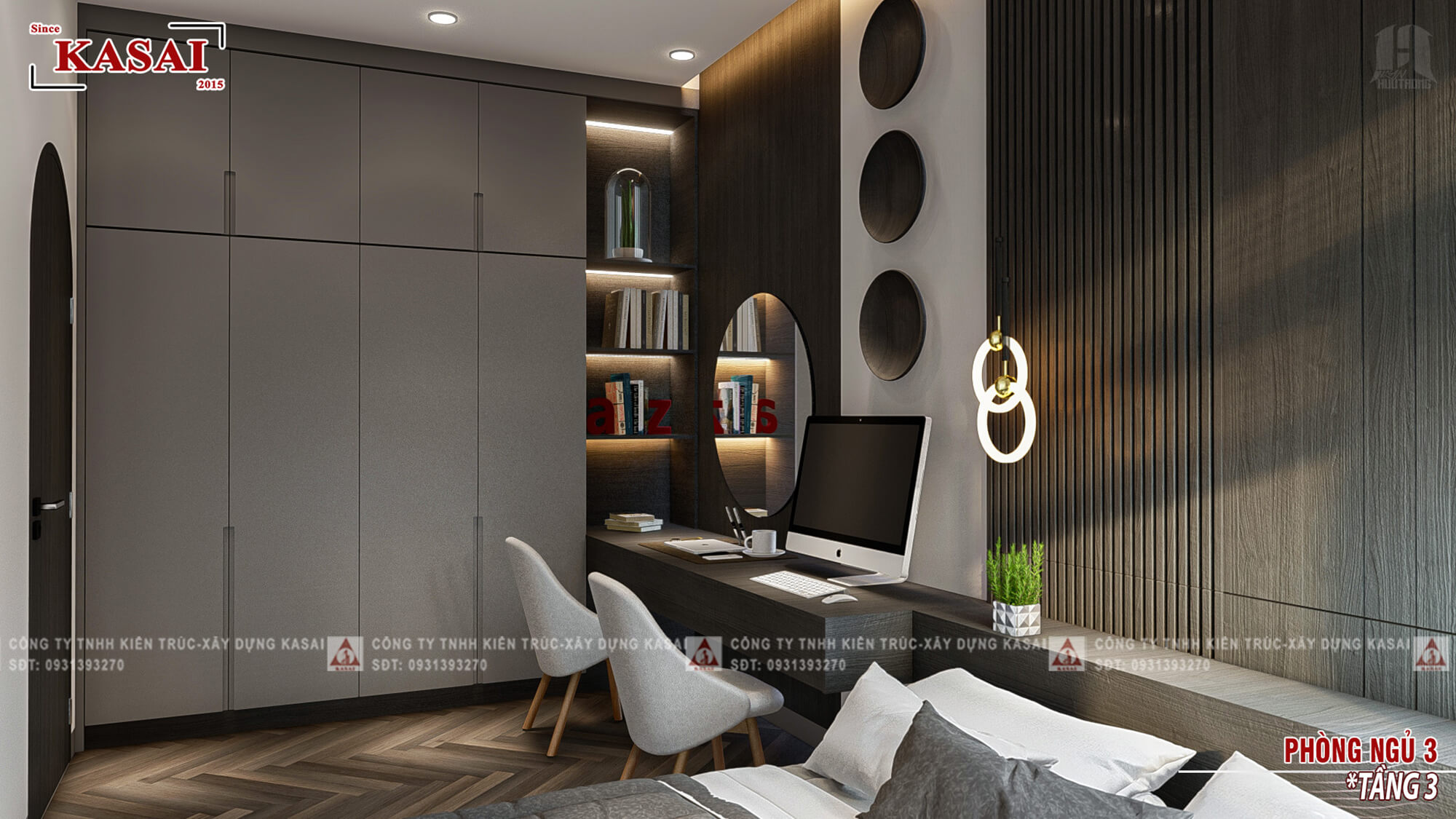 Phòng ngủ nhà ống tân cổ điển 4 tầng có thang máy