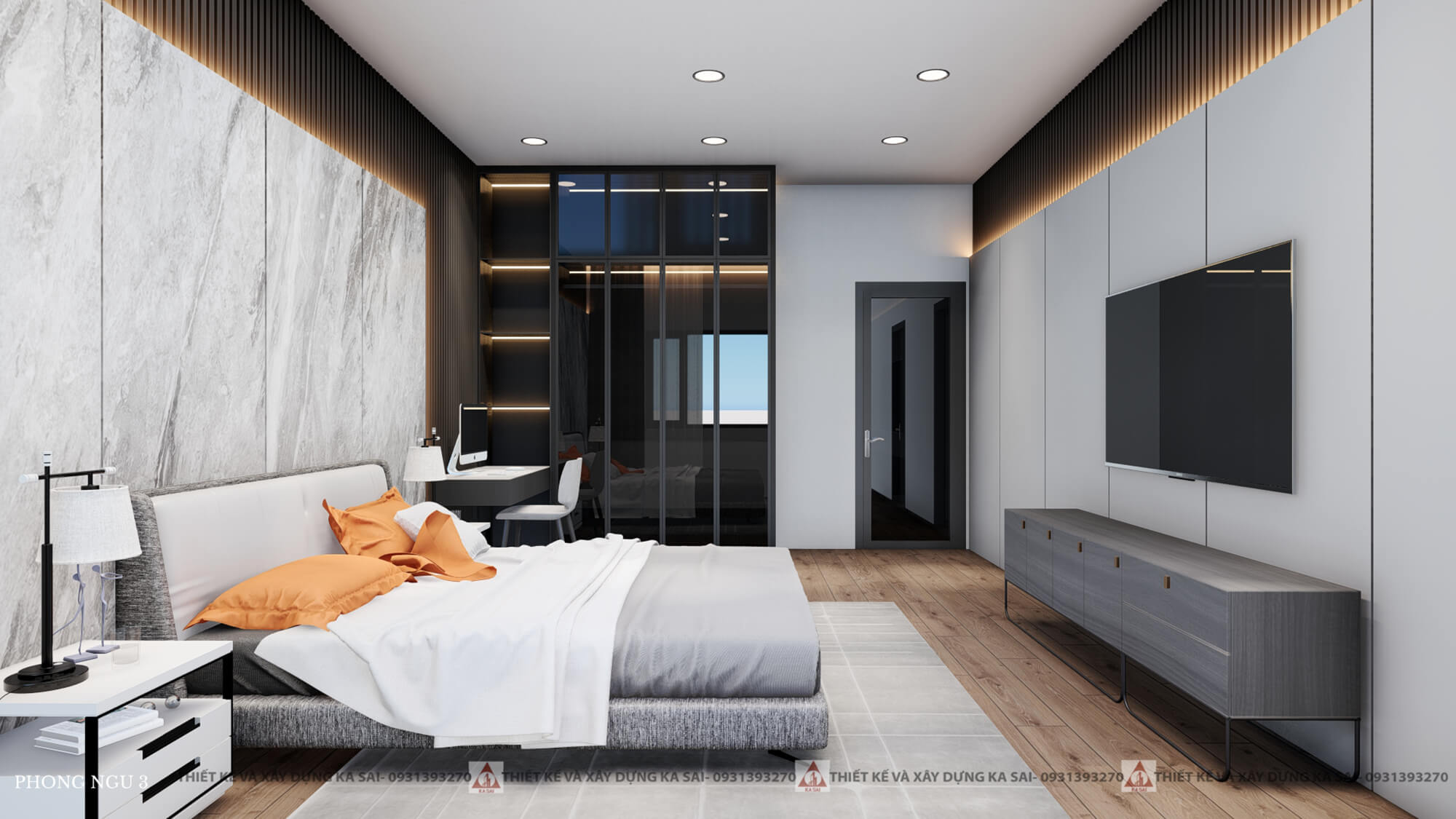 Phòng ngủ 3 thiết kế biệt thự 8x15