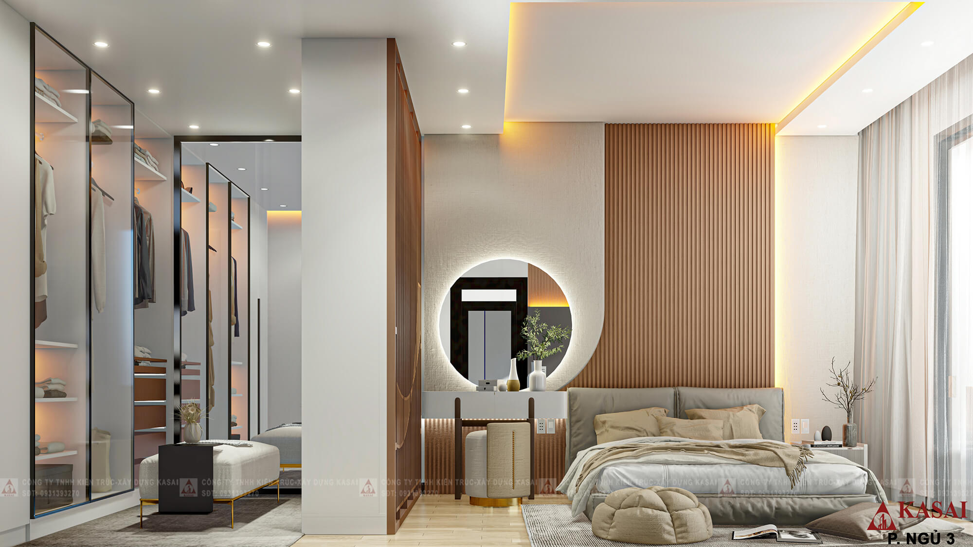 Phòng ngủ 3 biệt thự 3 tầng mái bằng