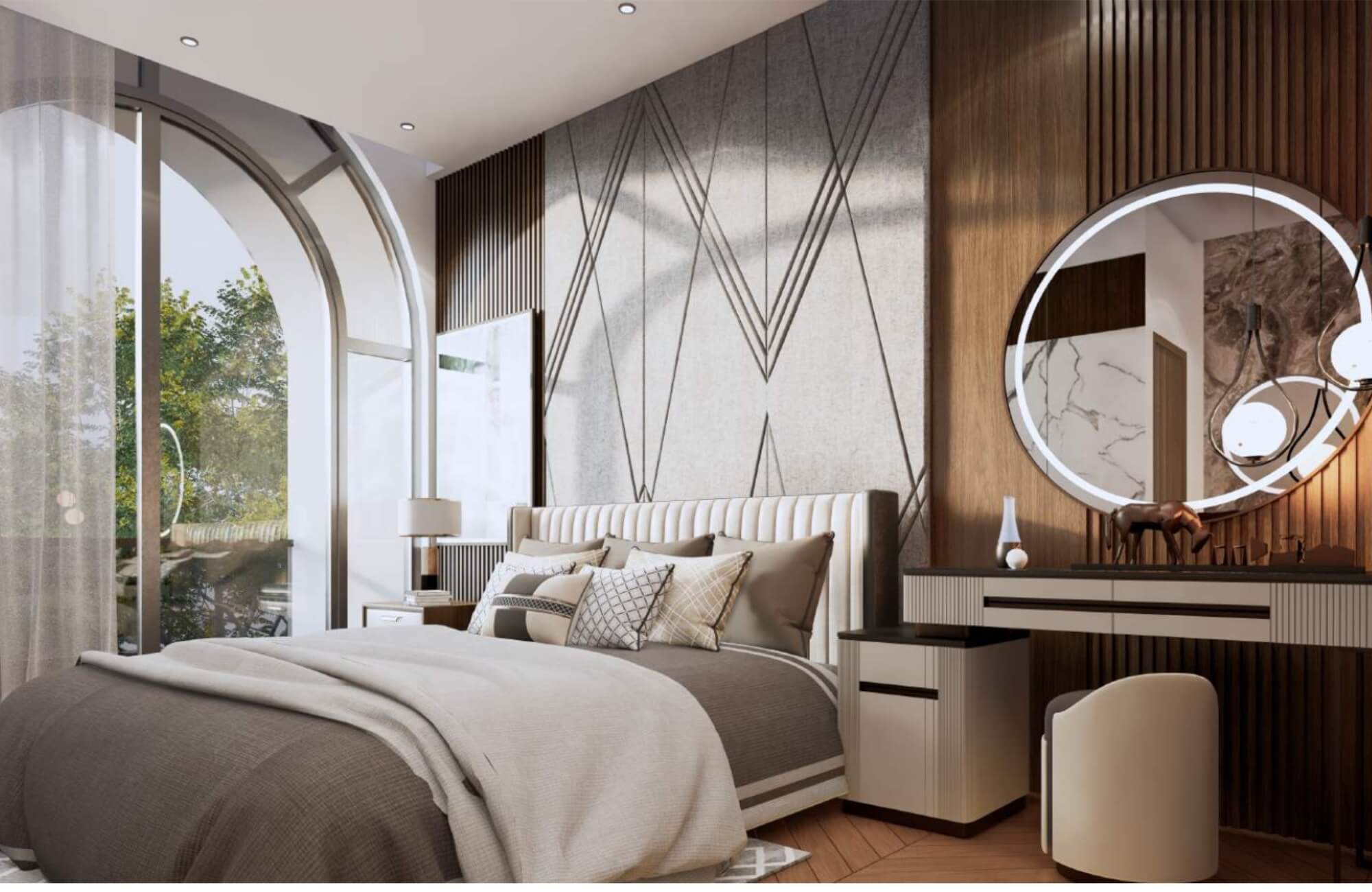 Phòng ngủ nhà 2 tầng 5x16m đẹp 4 phòng ngủ