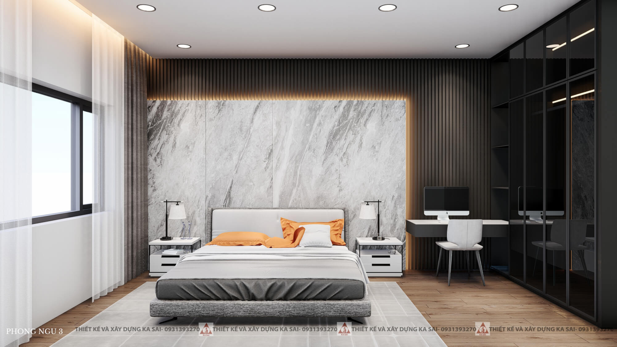 Phòng ngủ 3 thiết kế biệt thự 8x15