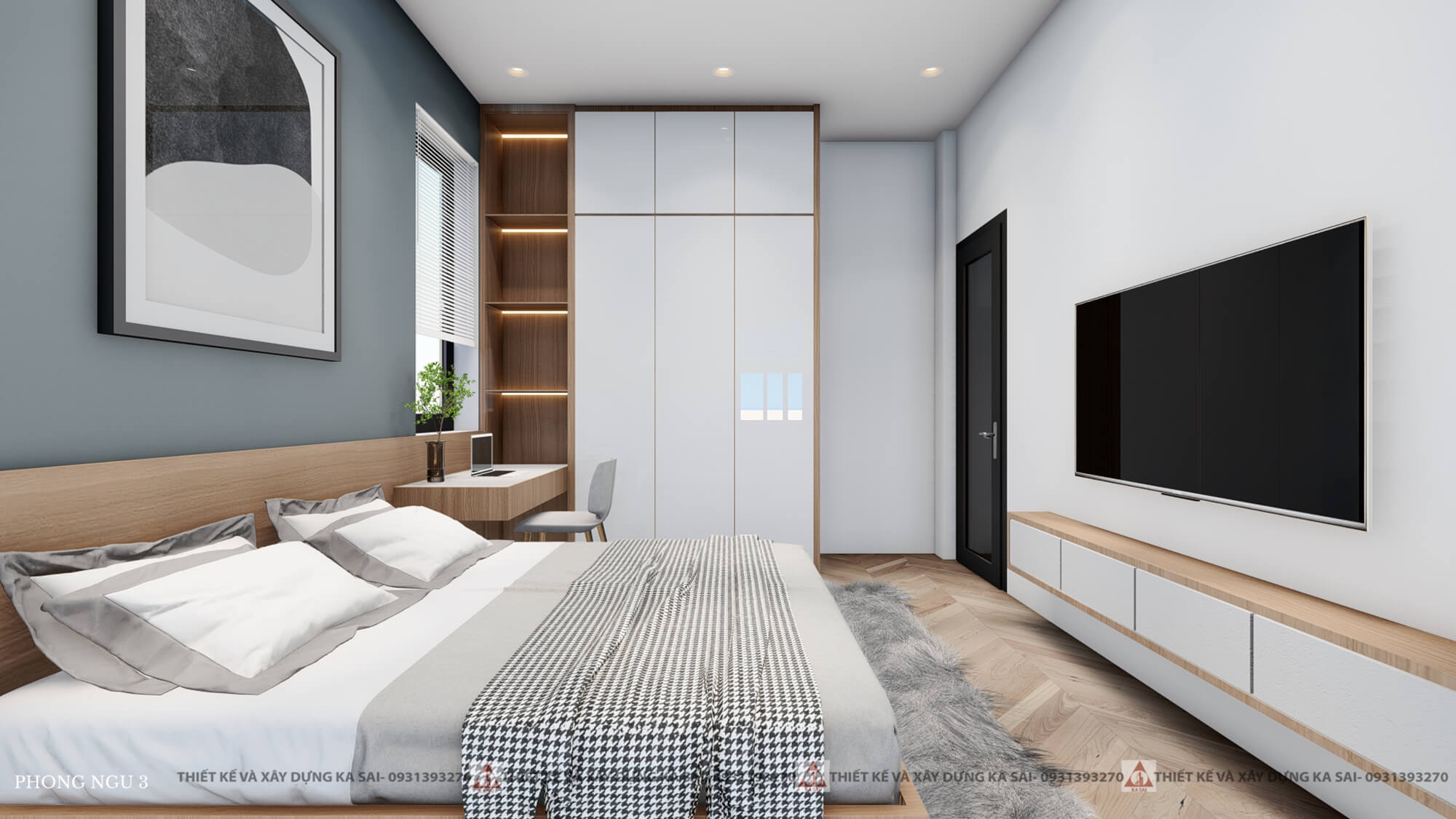 Phòng ngủ 3 thiết kế nhà quận Cẩm Lệ