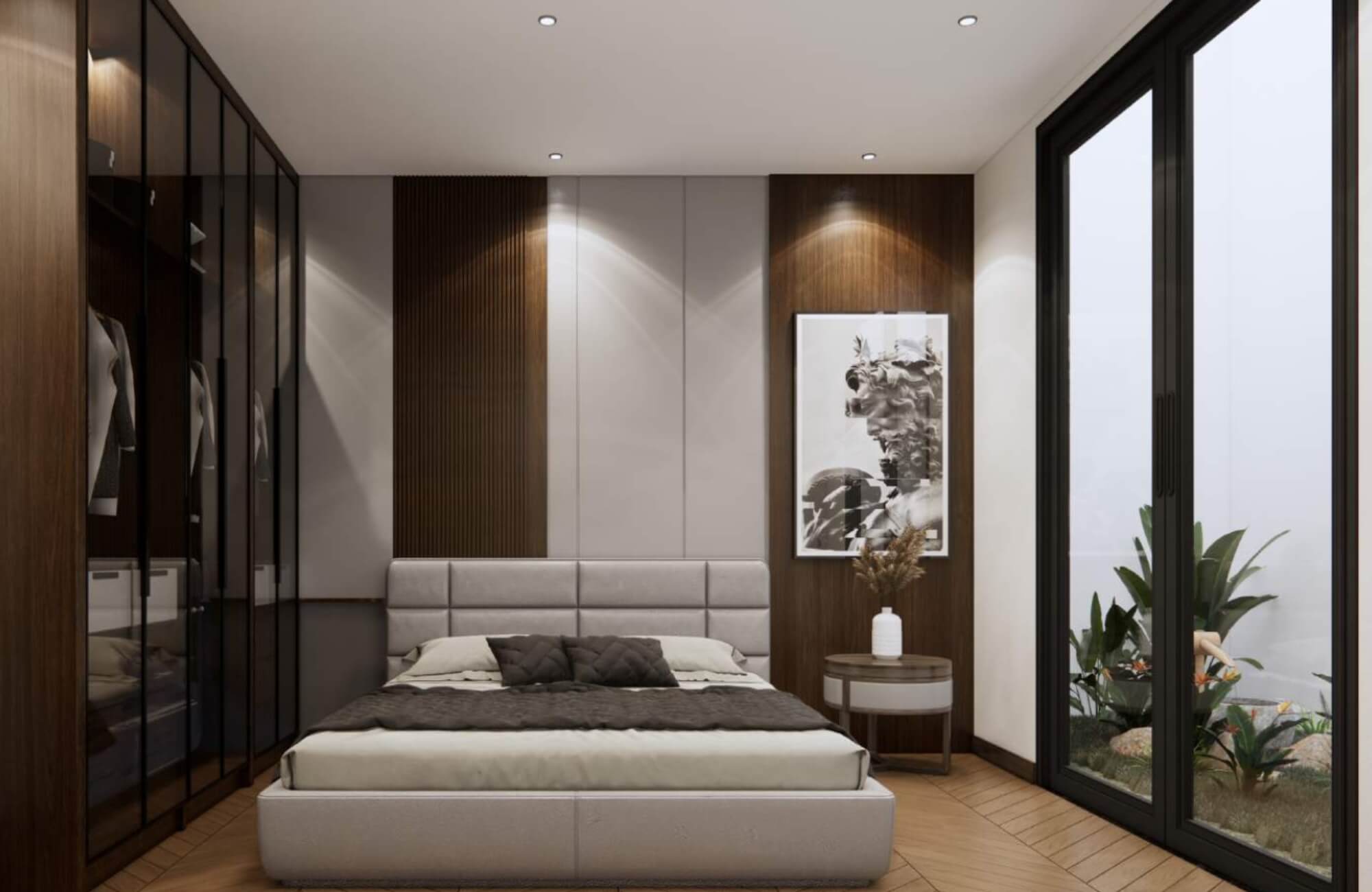 Phòng ngủ nhà 2 tầng 5x16m đẹp 4 phòng ngủ