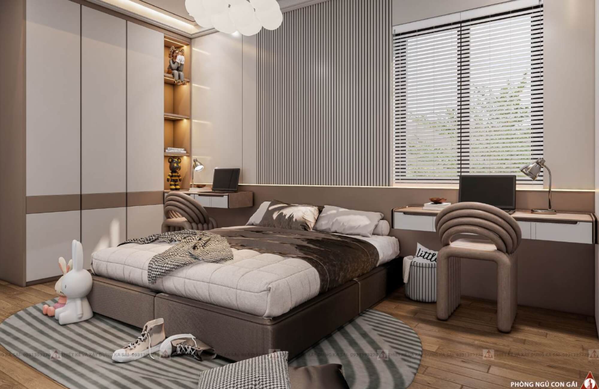 Phòng ngủ con gái mẫu thiết kế nhà quận Liên Chiểu 8x10
