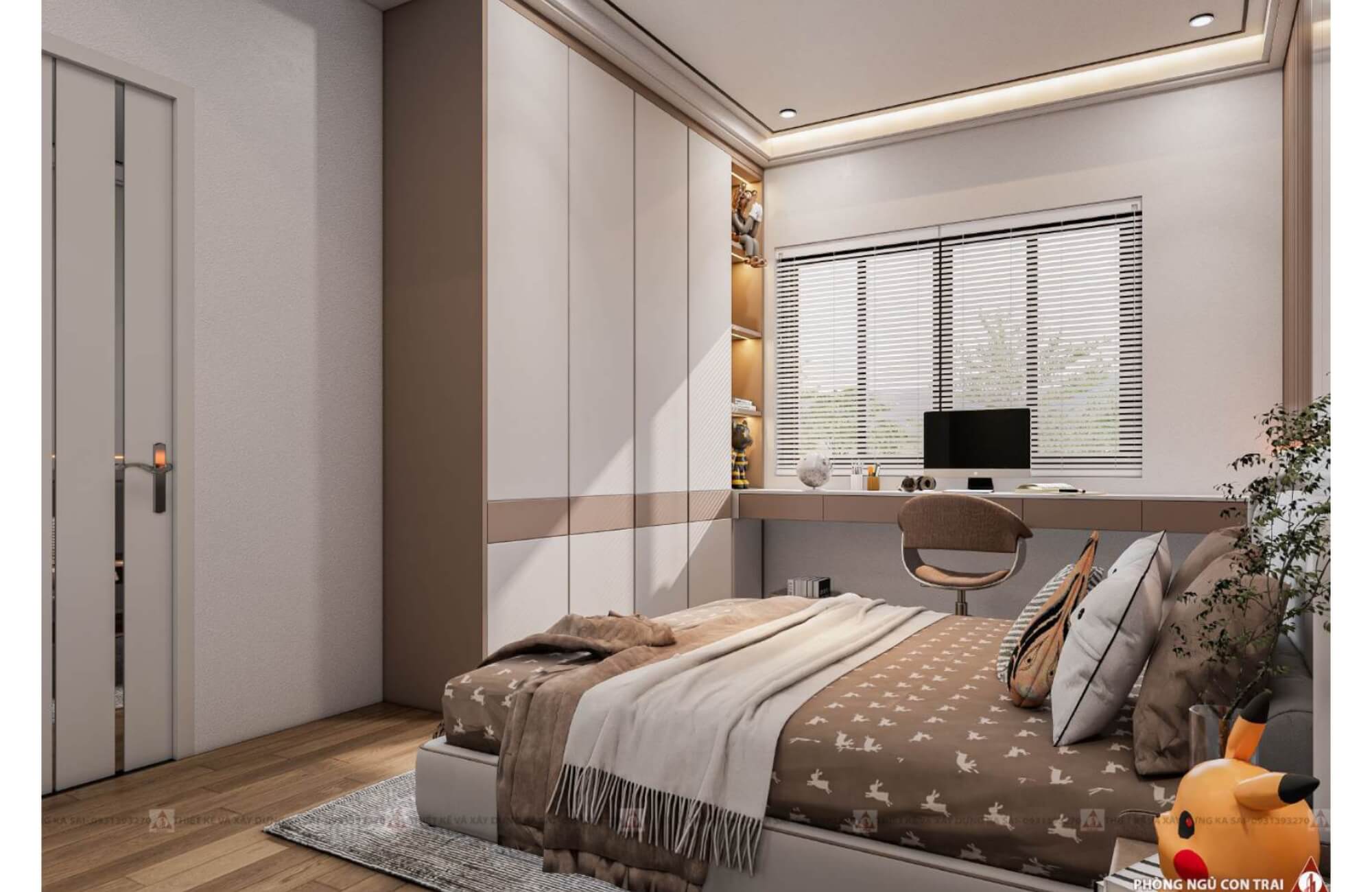 Phòng ngủ con traimẫu thiết kế nhà quận Liên Chiểu 8x10