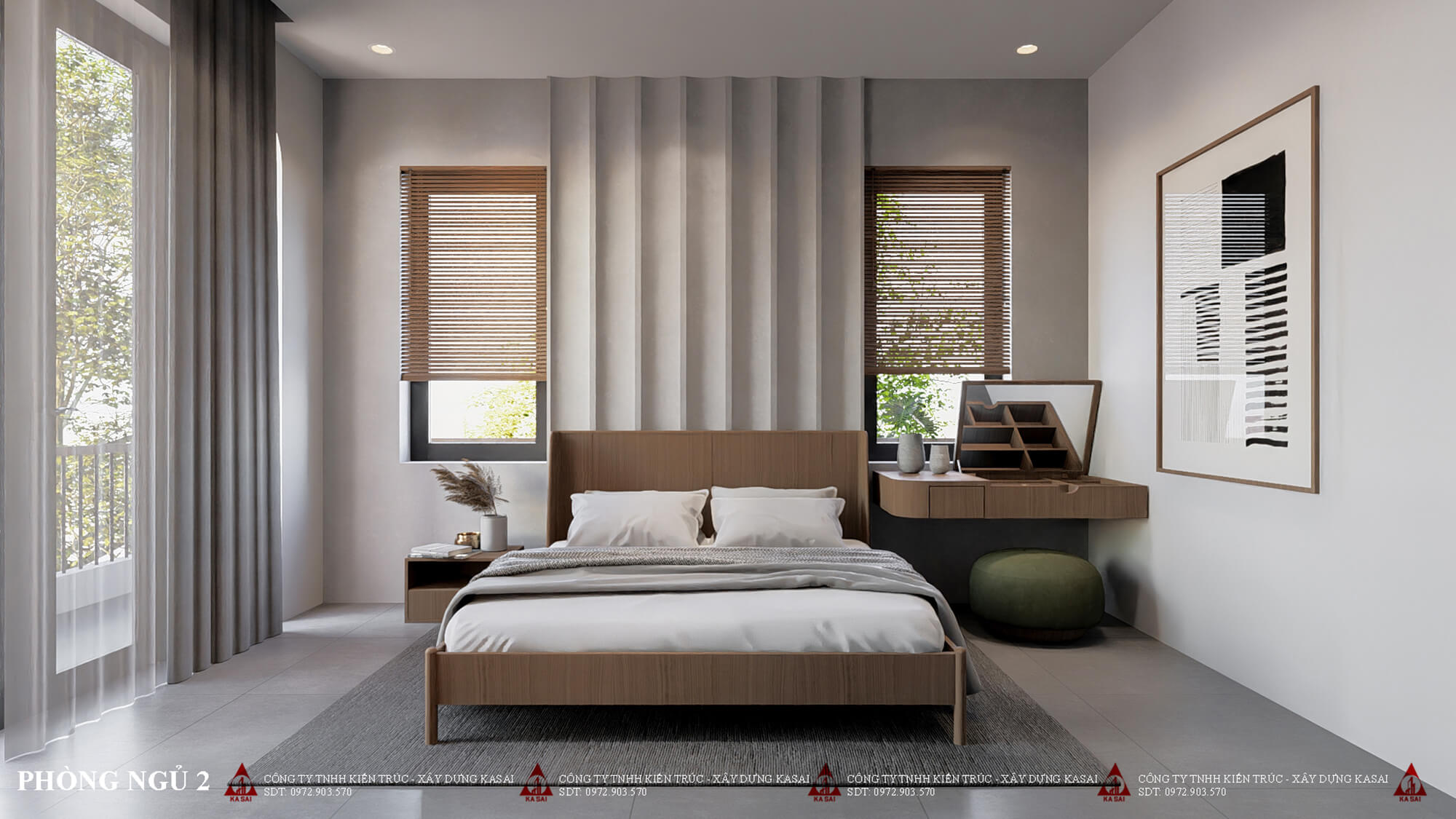 Phòng ngủ 2 mẫu nhà 4 tầng 2 mặt tiền hiện đạ
