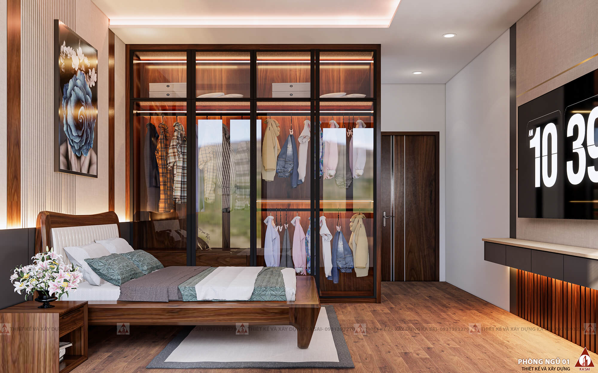 Phòng ngủ mẫu nhà đẹp 3 tầng 4.5x22m