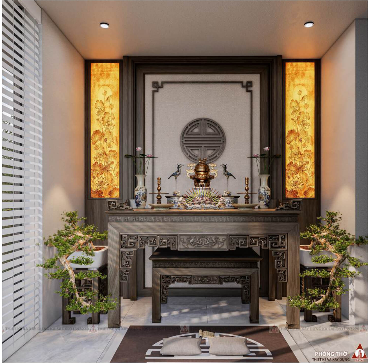 Phòng thờ mẫu thiết kế nhà quận Liên Chiểu 8x10