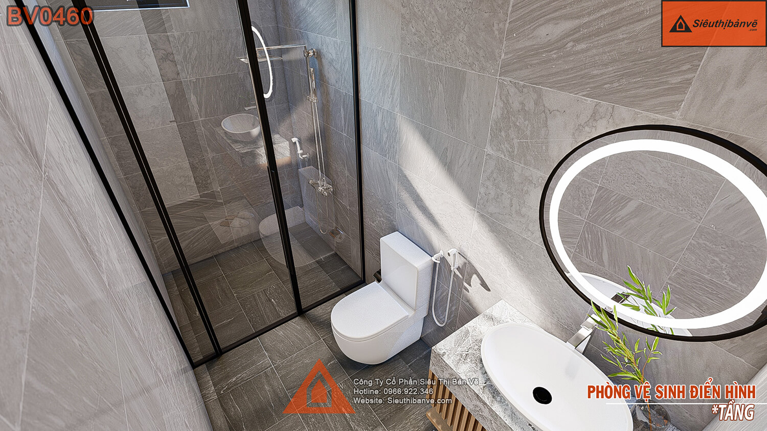 Phòng WC mẫu nhà 4 tầng 5x24m