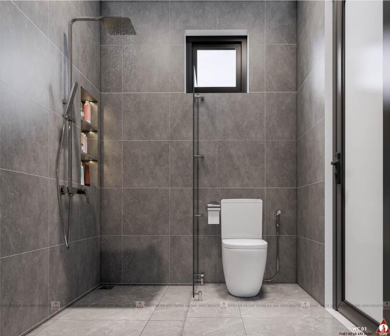 Phòng WC mẫu thiết kế nhà quận Liên Chiểu 8x10