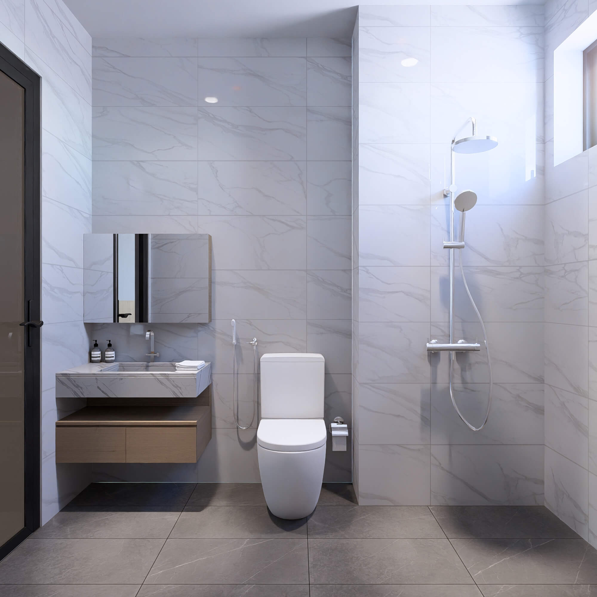 Phòng WC thiết kế căn hộ cho thuê 5 tầng