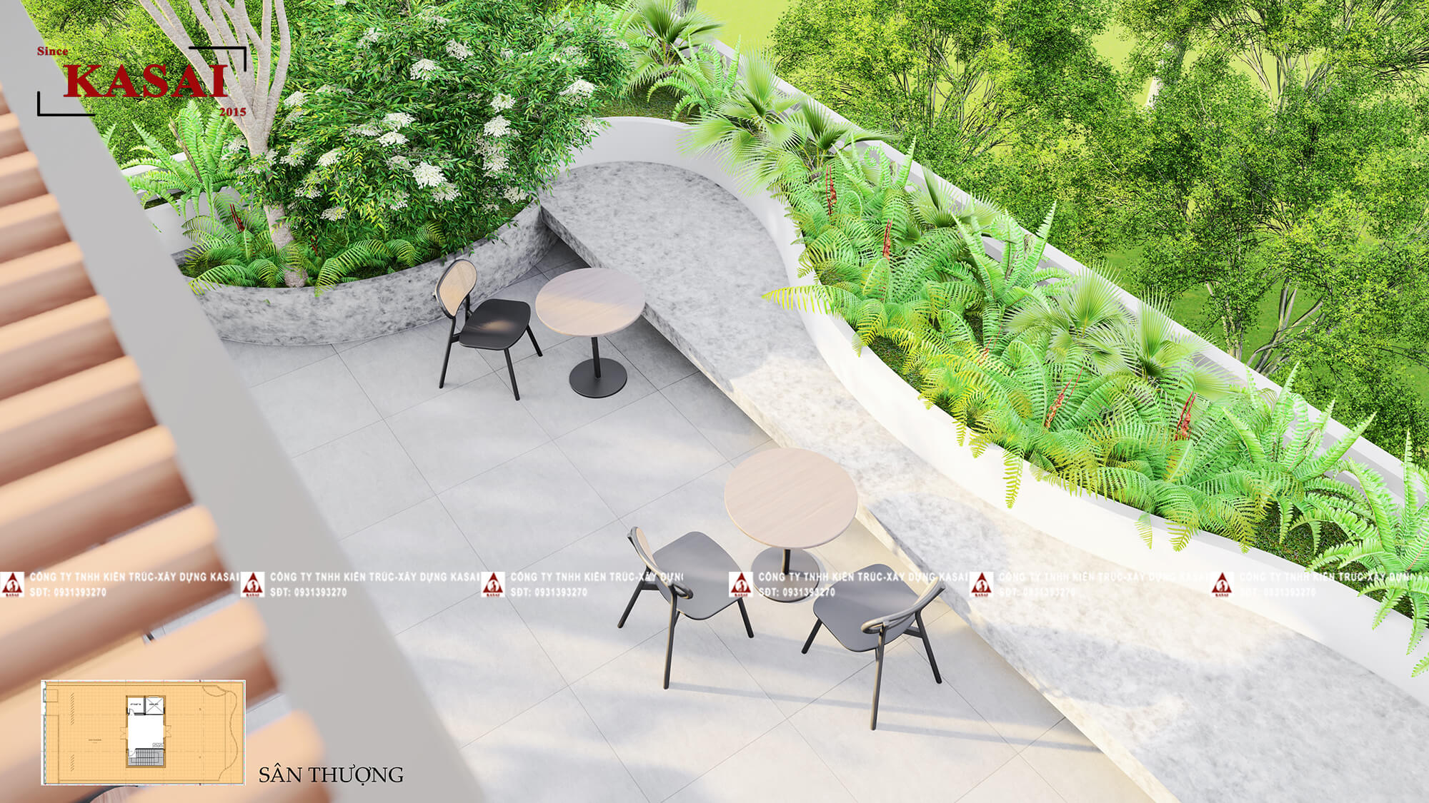 Sân thượng căn hộ cho thuê 4 tầng 11 phòng