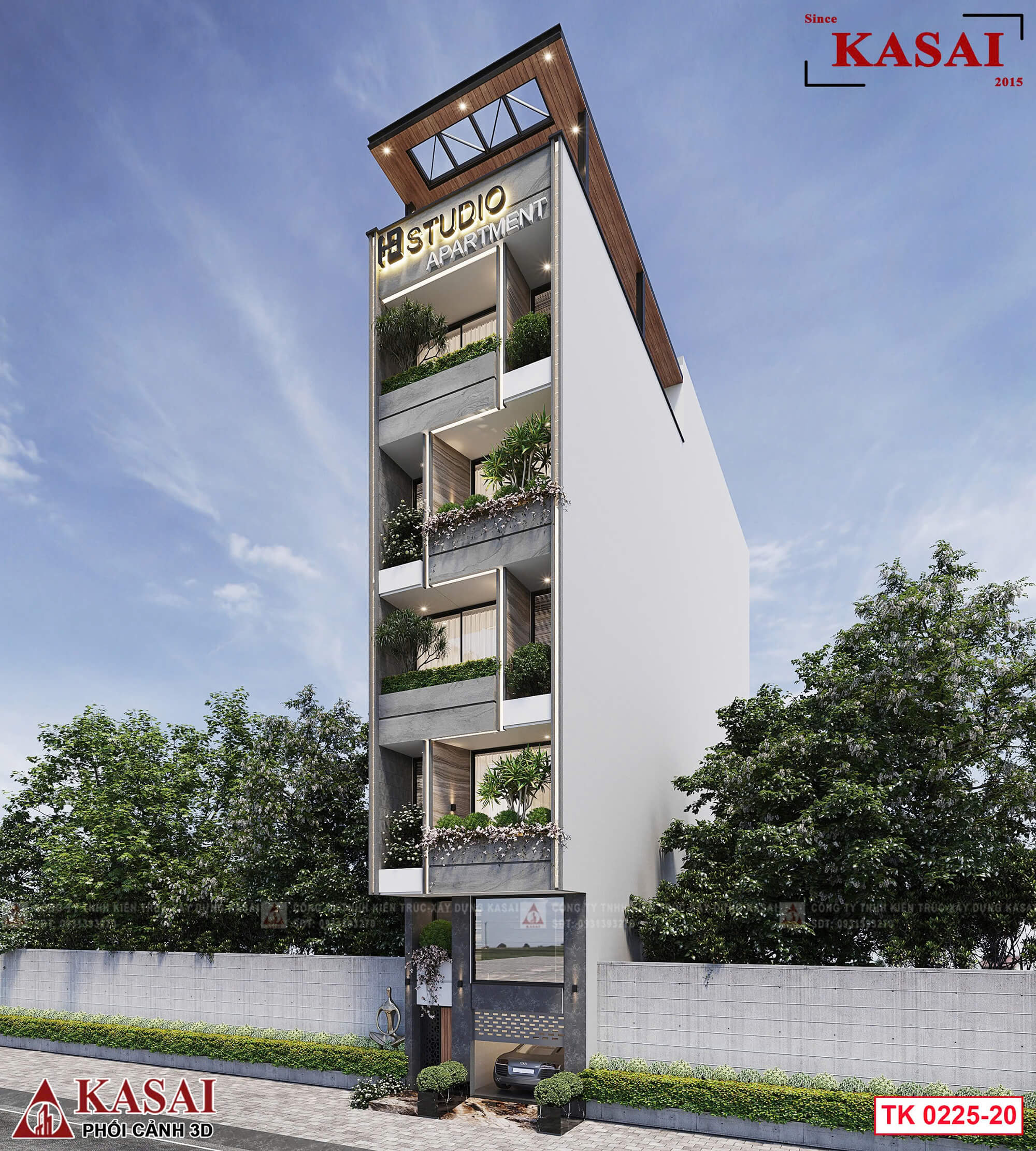 Thiết kế căn hộ cho thuê 5 tầng đẹp