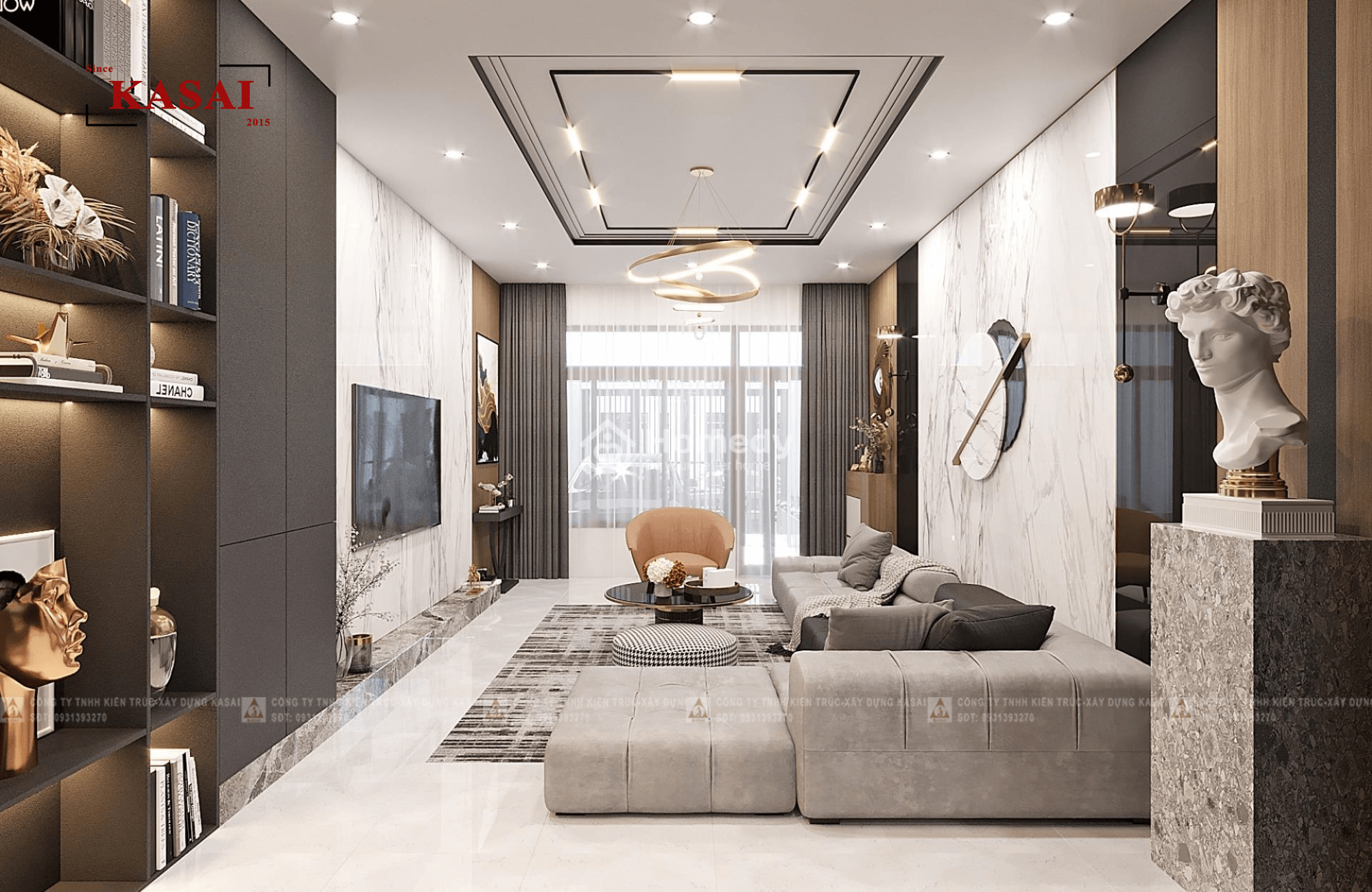 Thiết kế phòng khách dành cho nhà ống 7
