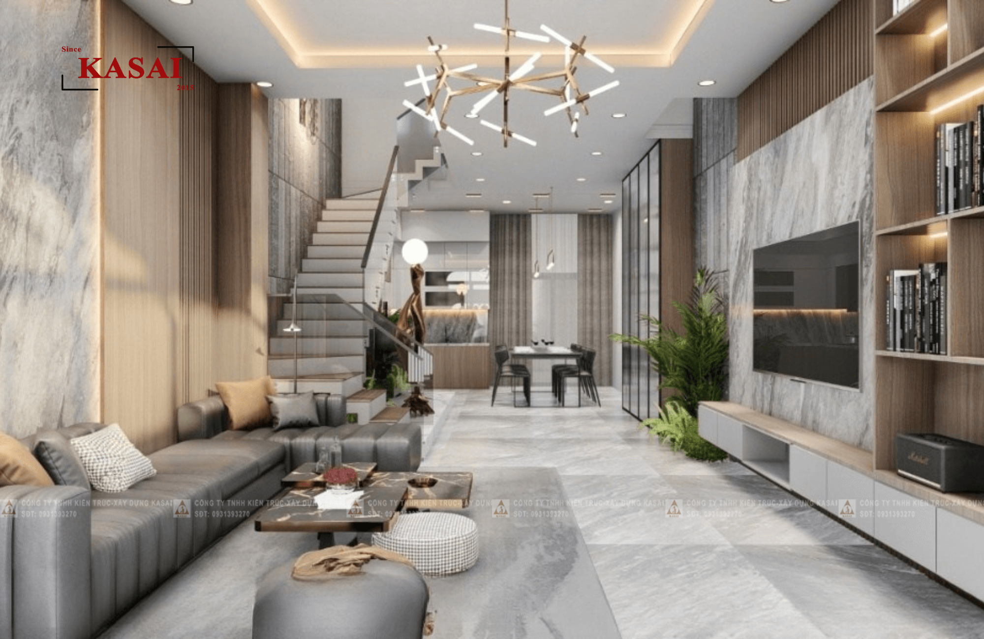 Thiết kế phòng khách dành cho nhà ống 9
