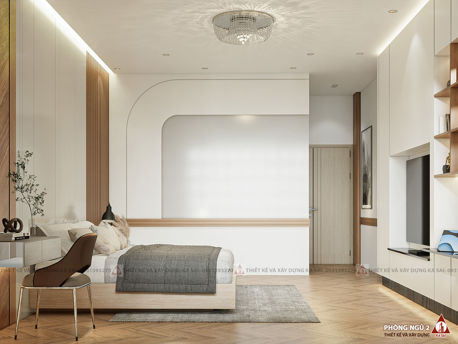 Phòng ngủ 3 thiết kế nhà Hải Châu 3 tầng có gác lửng