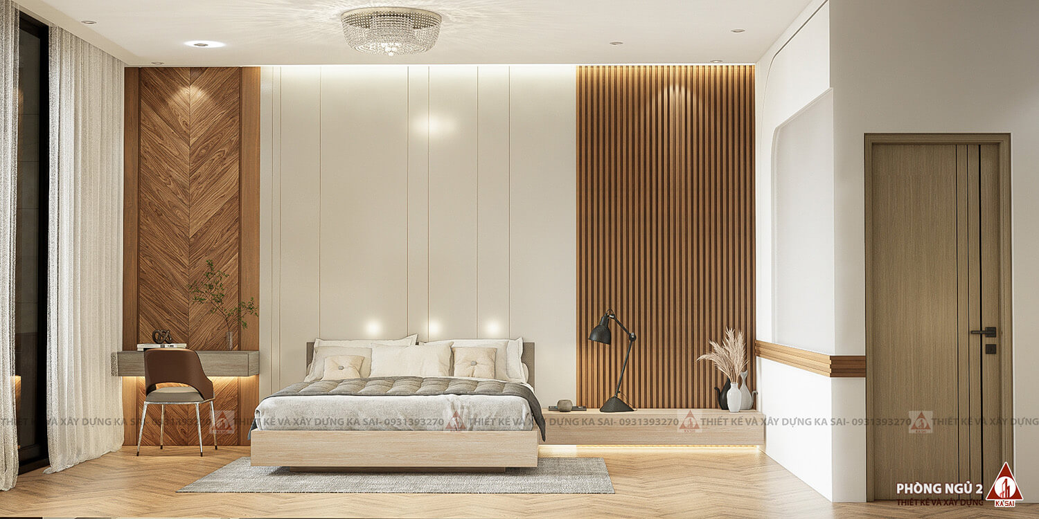 Phòng ngủ 2 thiết kế nhà Hải Châu 3 tầng có gác lửng